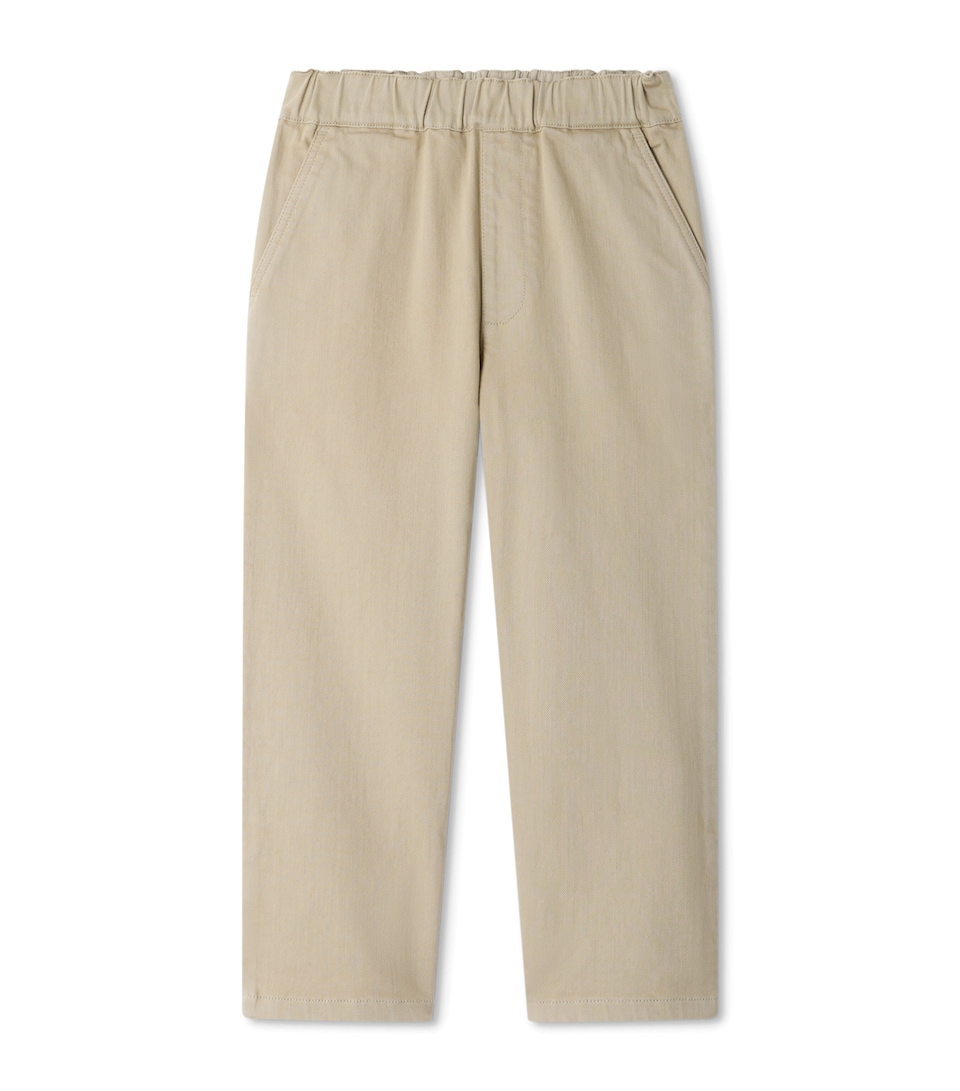 Bonpoint Cotton Elasticated Trousers (4-8 Years) Tilleul
