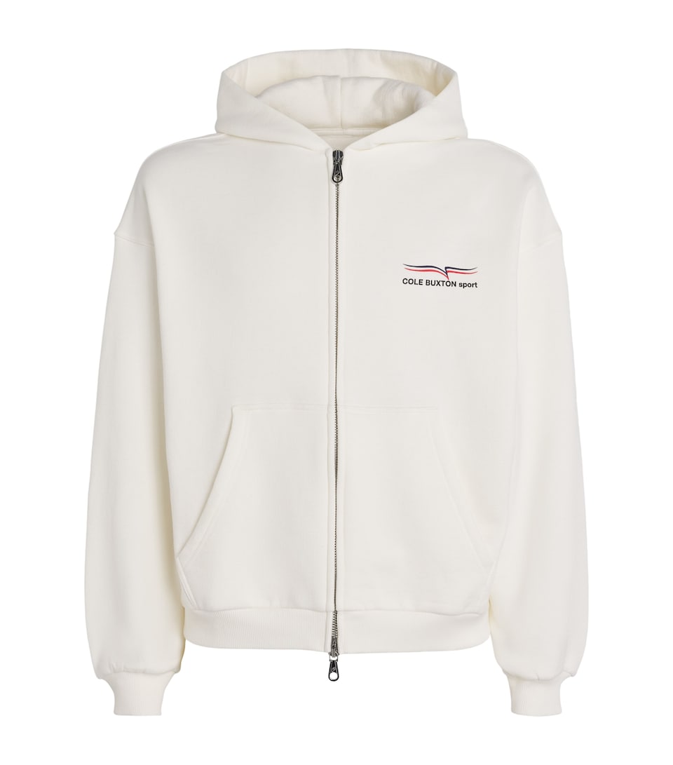 COLE BUXTON Mens Cotton Sport Zip-Up Hoodie Vintage White