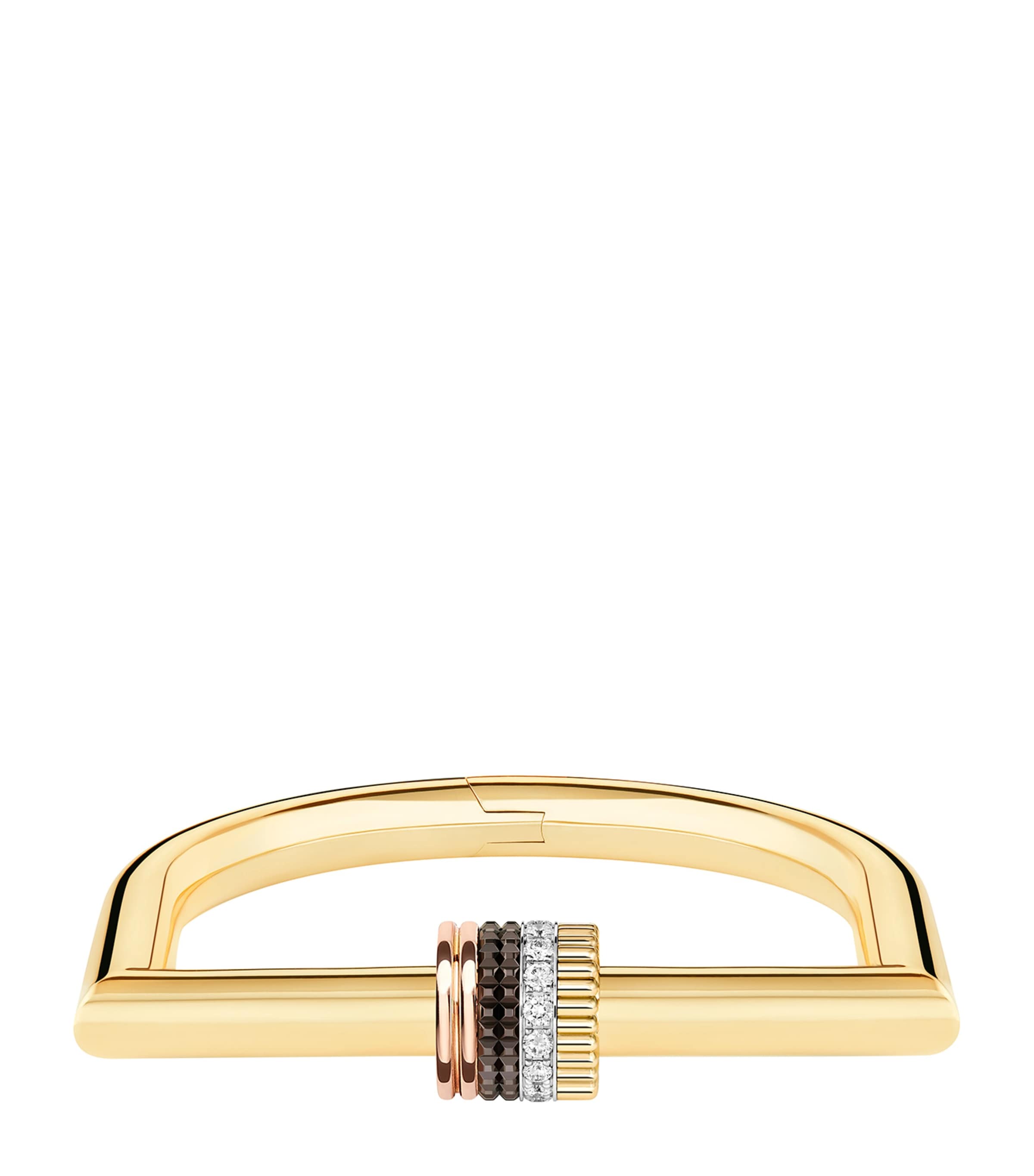 Boucheron Mixed Gold and Diamond Quatre Classique Tube Bracelet Yellow Gold