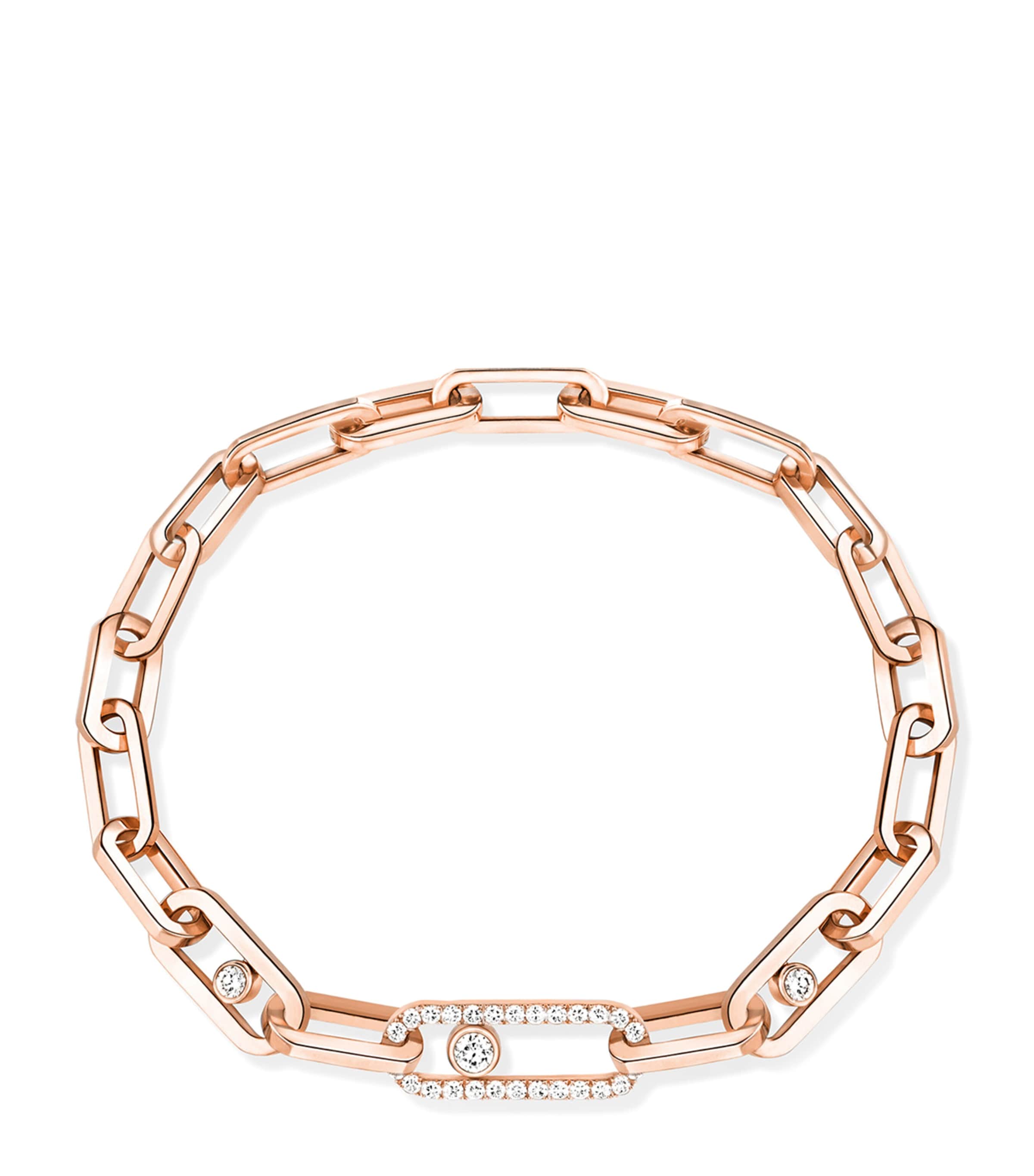 Pink Gold and Diamond Move Link Bracelet