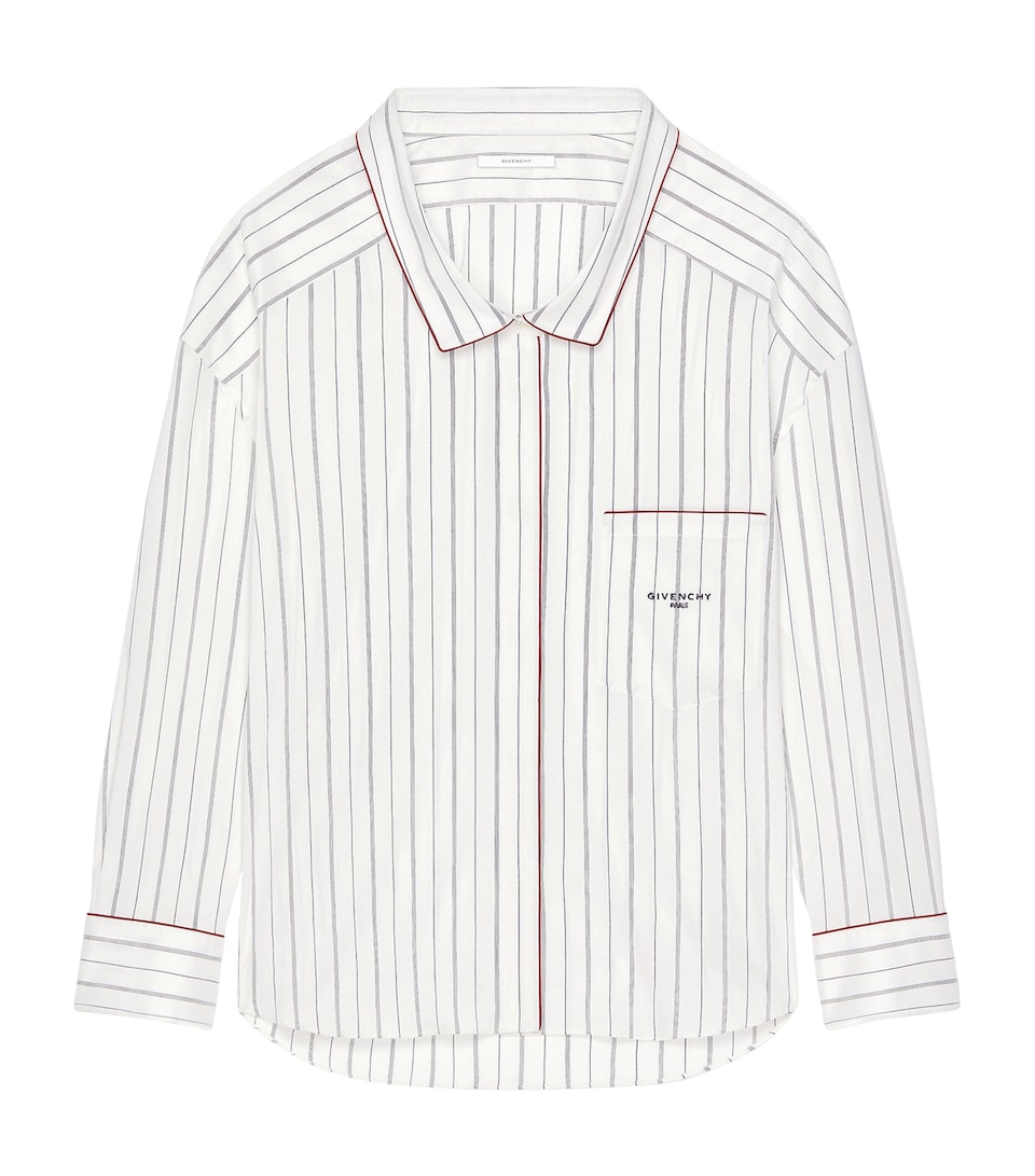 Givenchy Womens Cotton-Silk Stripe Shirt Grey/white