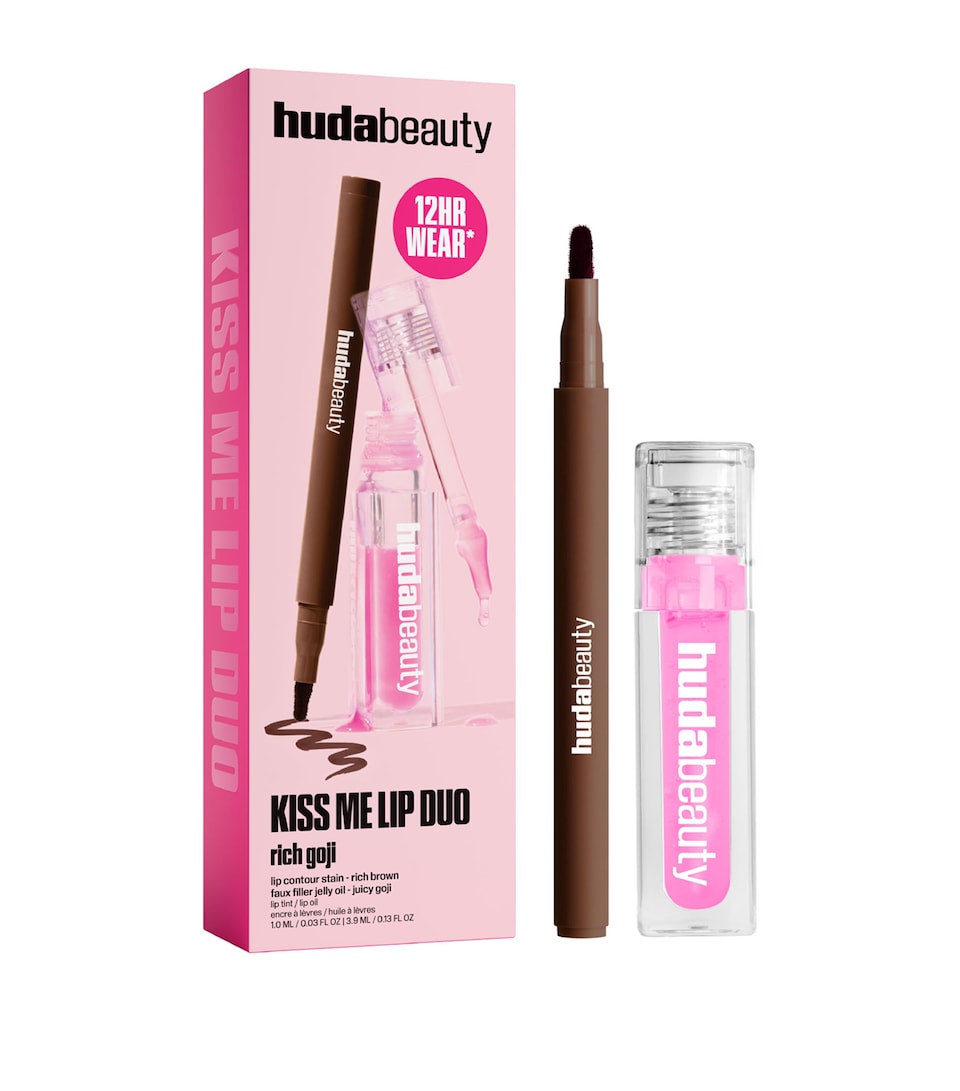 Huda Beauty Kiss Me Lip Duo Gift Set Rich Brown