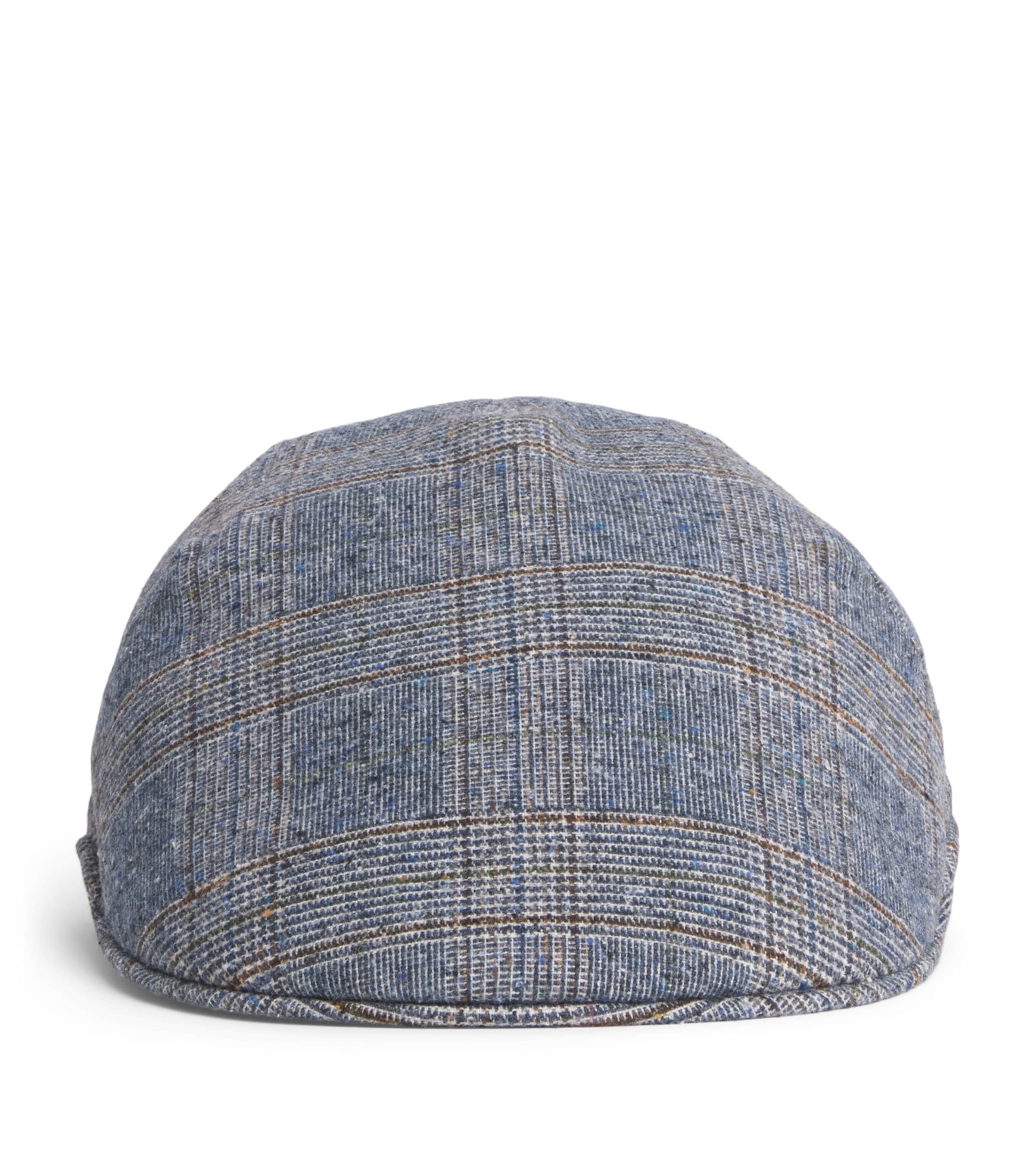 Borsalino Prince of Wales Check Parigi Duckbill Flat Cap Jeans