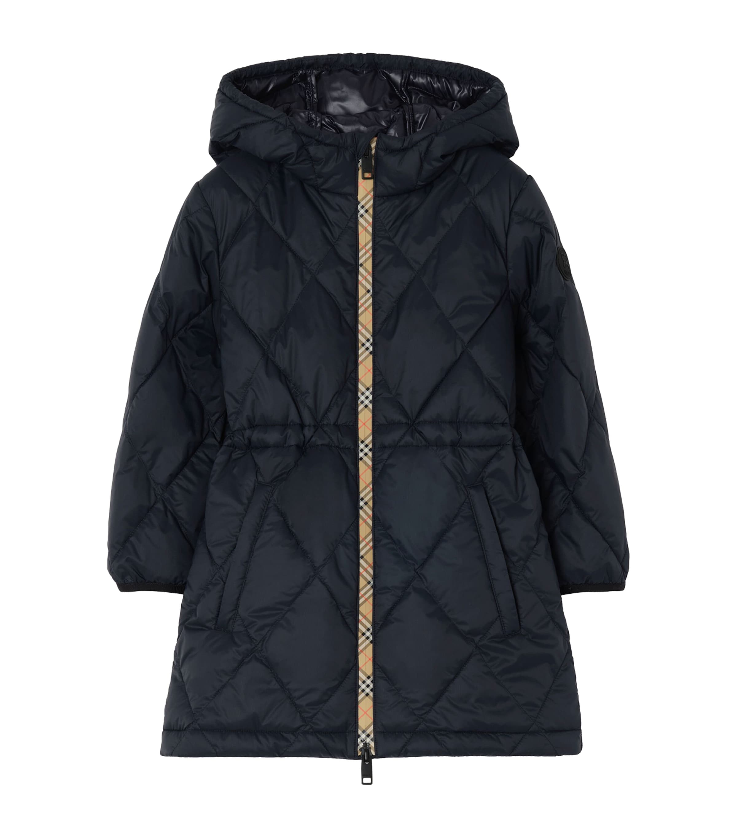 Burberry Kids Check-Trim Quilted Coat (4-12 Years) Navy