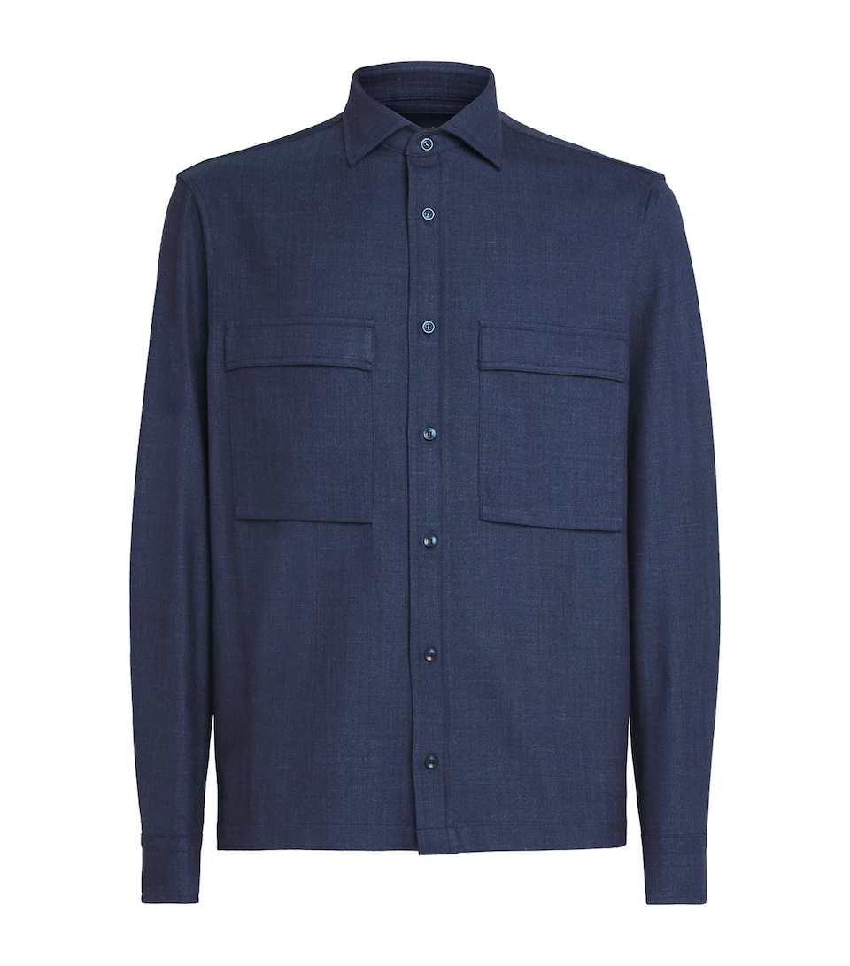 Wool-Silk-Linen-Blend Overshirt