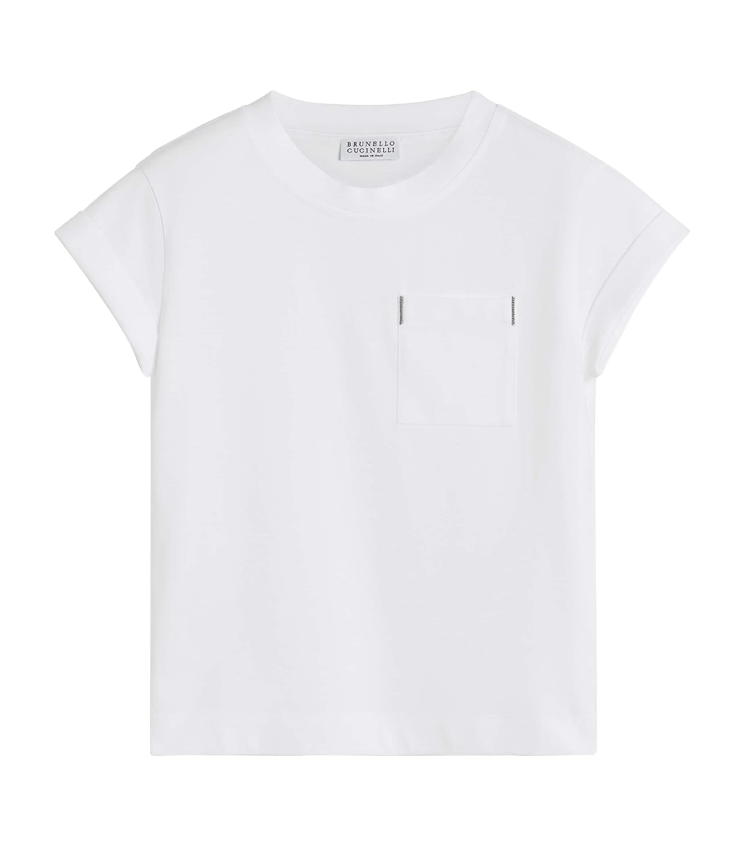 Brunello Cucinelli Kids Cotton Monili-Pocket T-Shirt (12-12+ Years) White