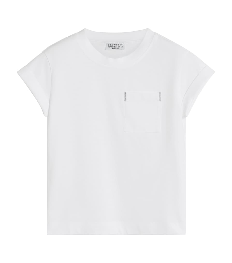 Brunello Cucinelli Kids Cotton Monili-Pocket T-Shirt (12-12+ Years) White