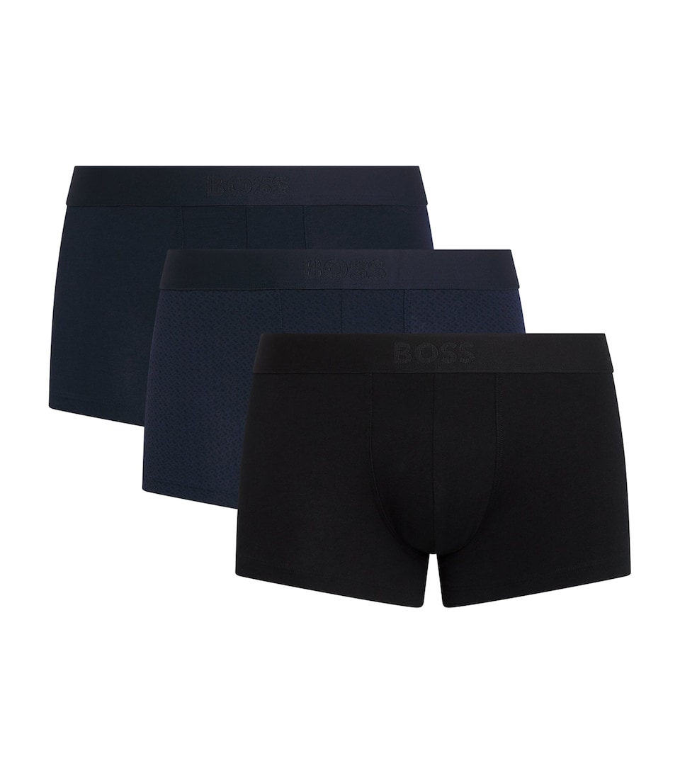 BOSS Mens Stretch-Cotton Boss One Trunks (Pack of 3) Open Blue