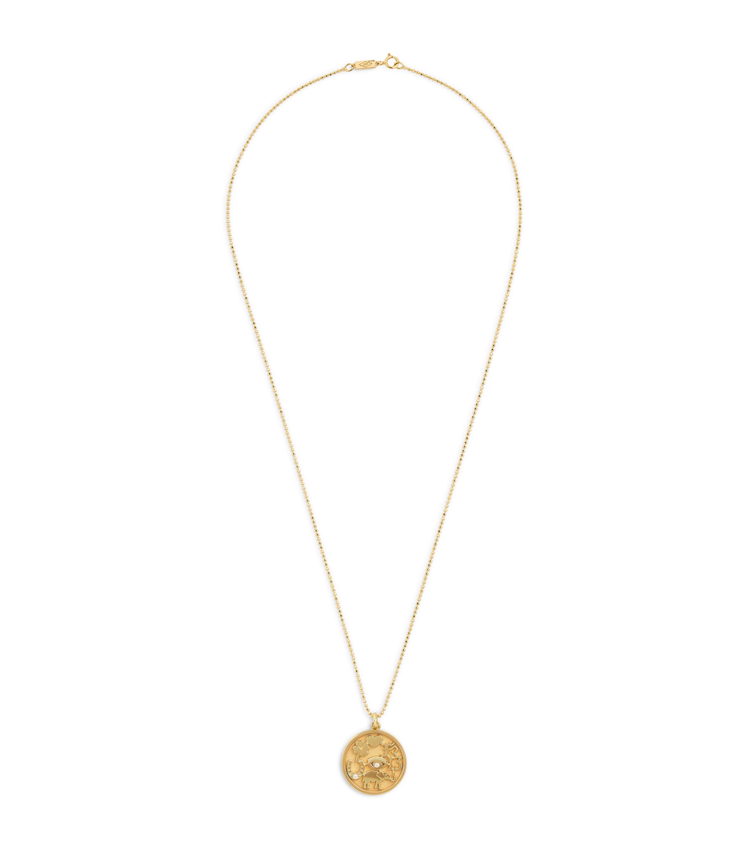 Yellow Gold and Diamond Good Luck Necklace