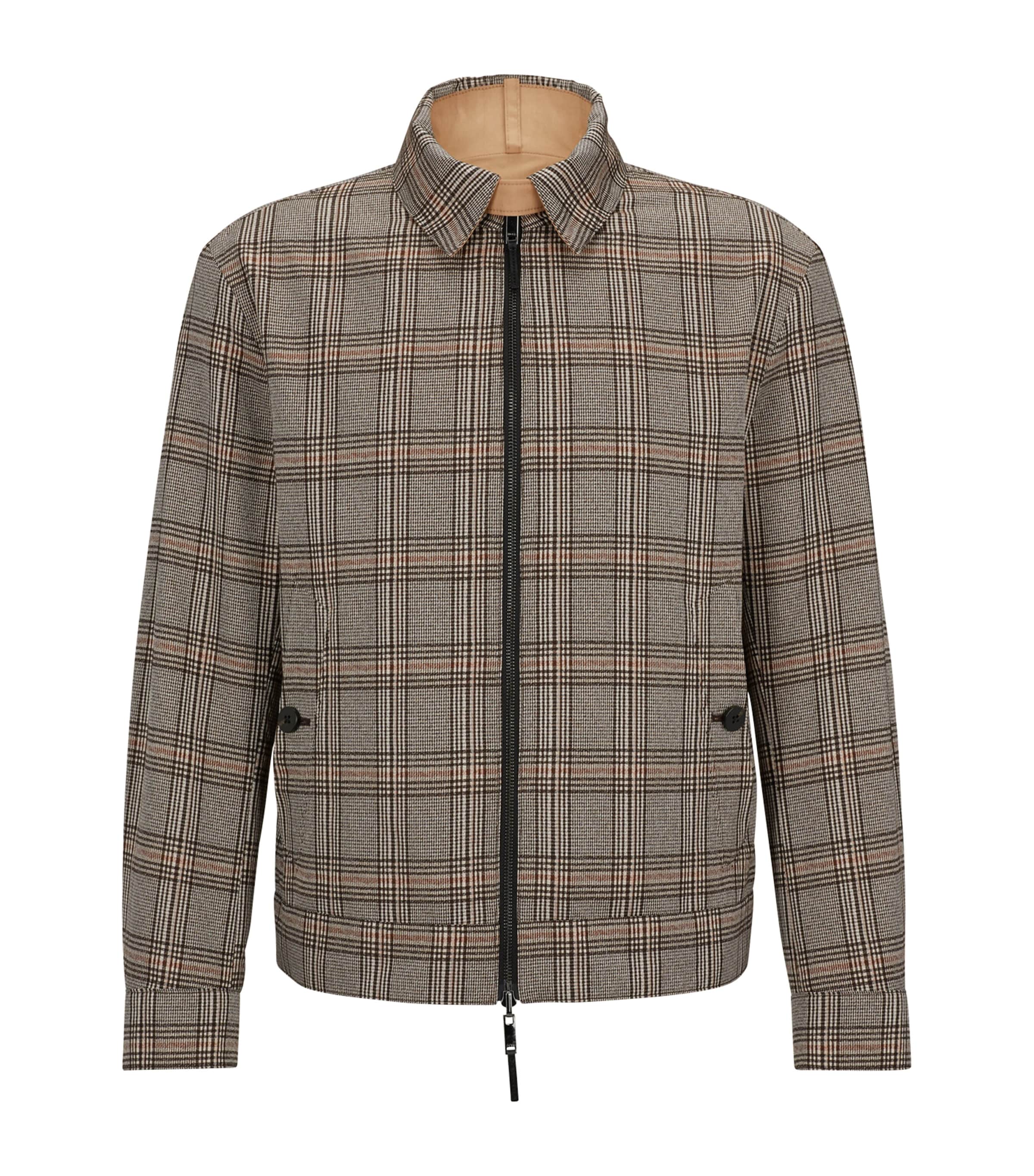 BOSS Mens Reversible Water-Repellent Check Jacket
