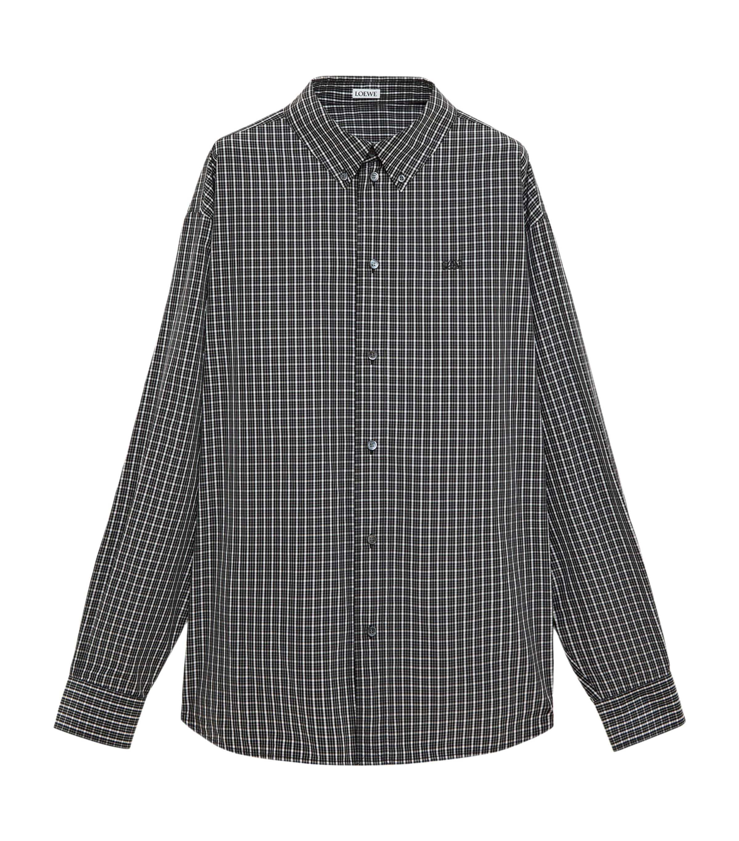 LOEWE Mens Check Anagram Embroidered Shirt Black/white