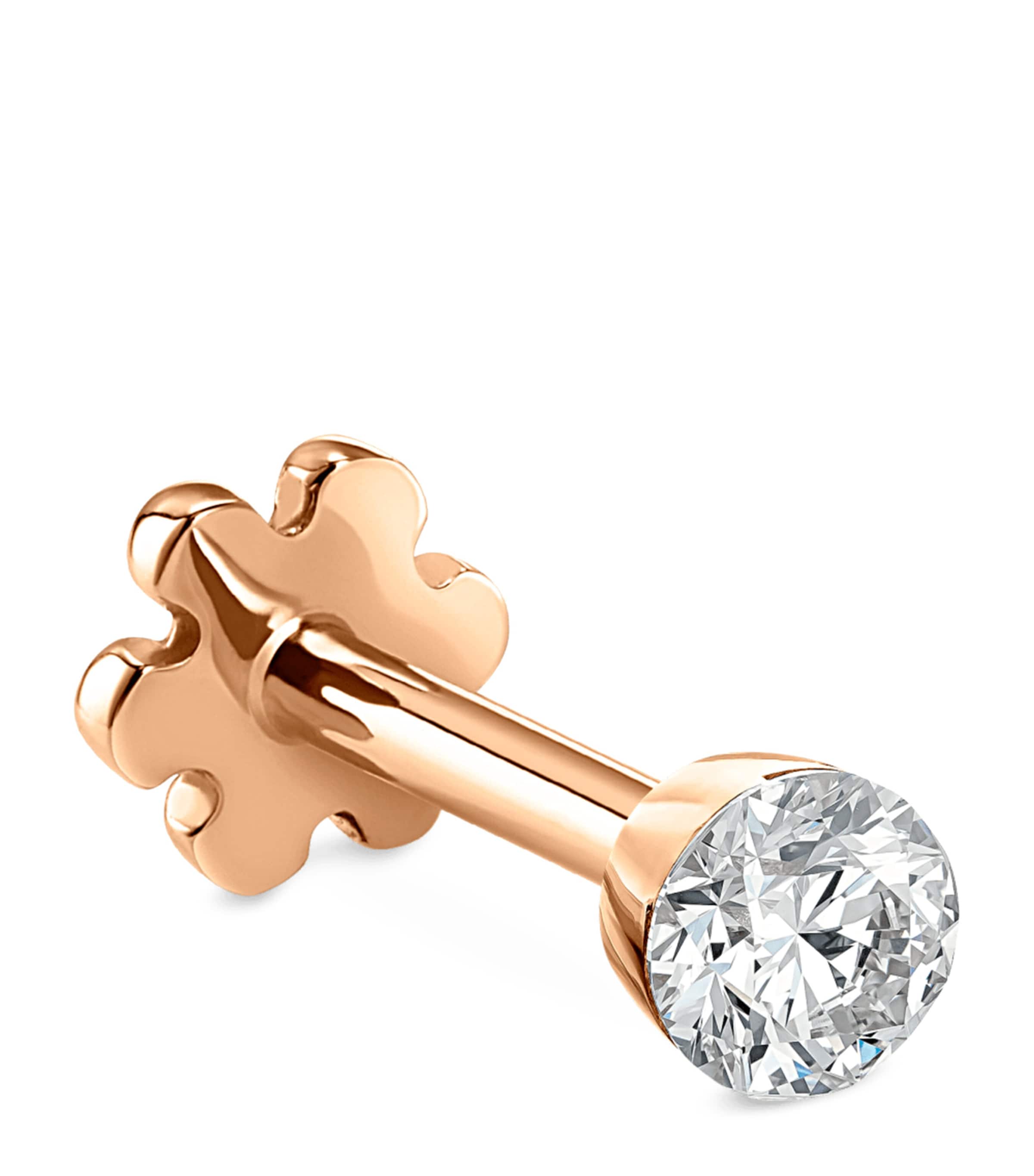 Rose Gold Invisible Set Diamond Threaded Stud Earring (2mm)