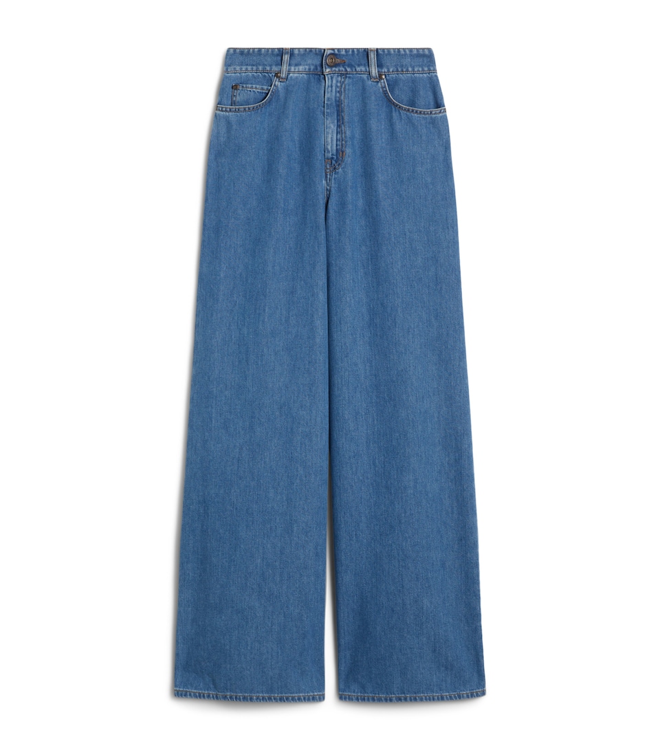 Soft Cotton Wide-Leg High-Rise Jeans