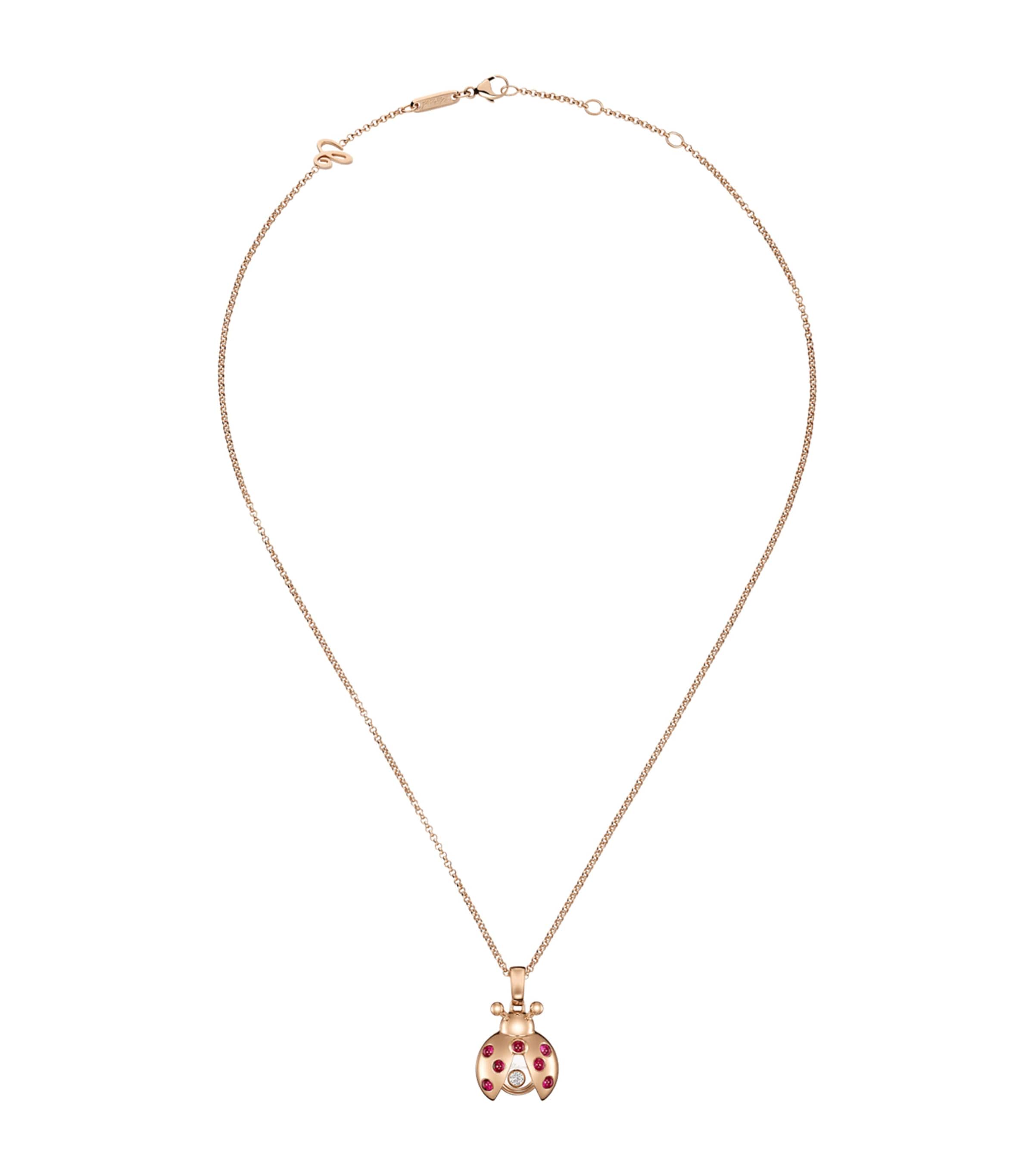 Rose Gold, Diamond and Ruby Happy Diamonds Ladybird Necklace