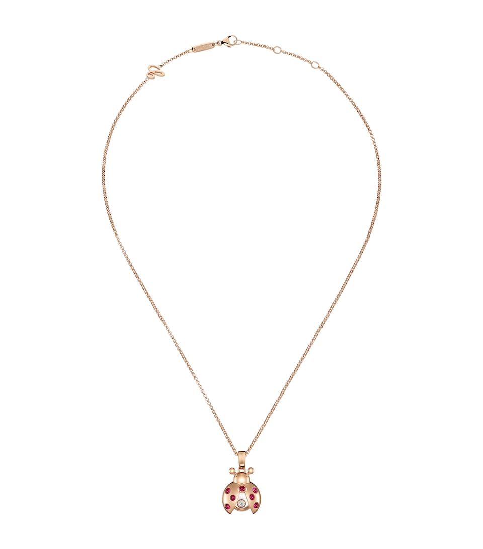 Rose Gold, Diamond and Ruby Happy Diamonds Ladybird Necklace