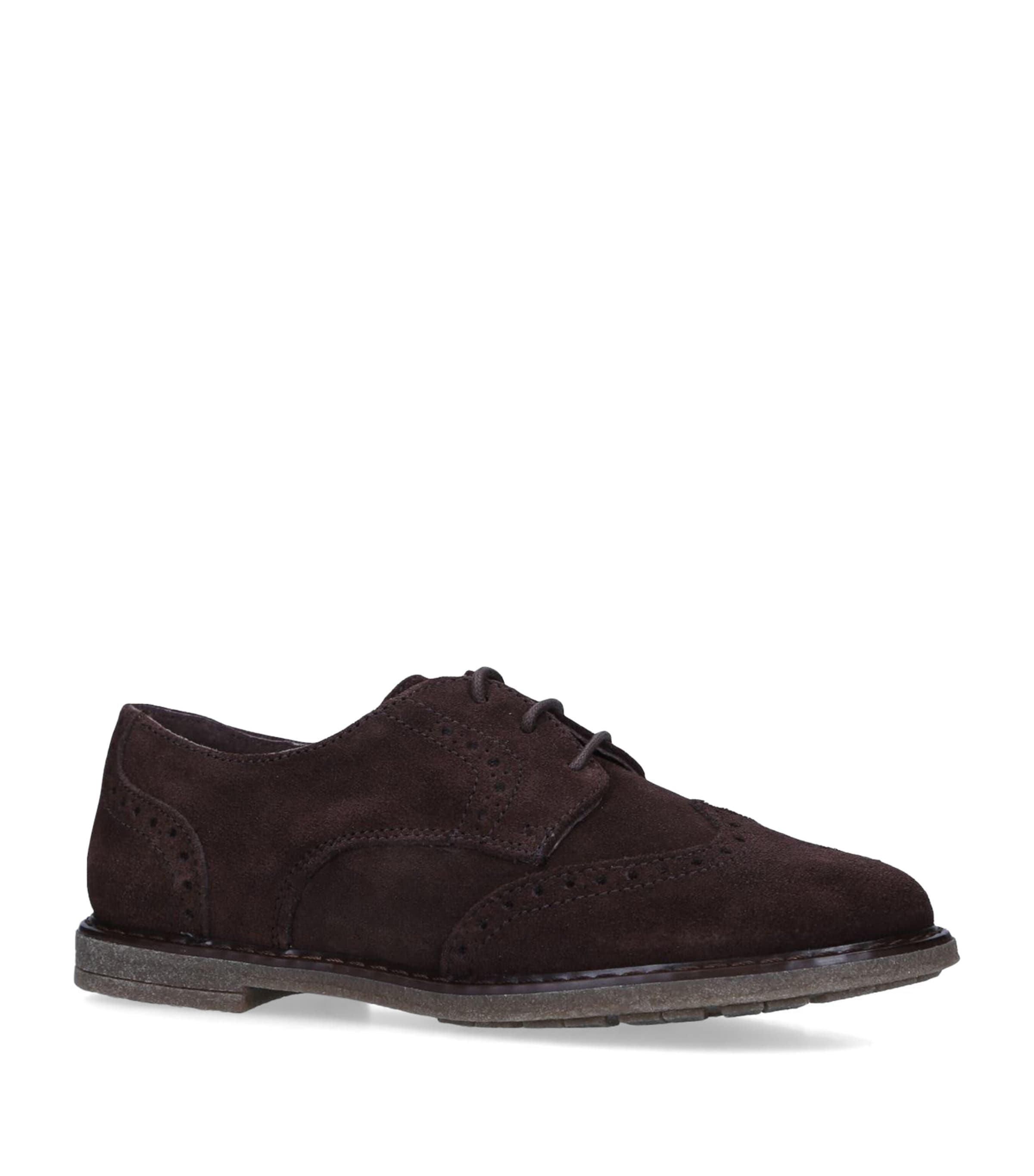 papouelli Suede Arthur Brogues Dark Brown