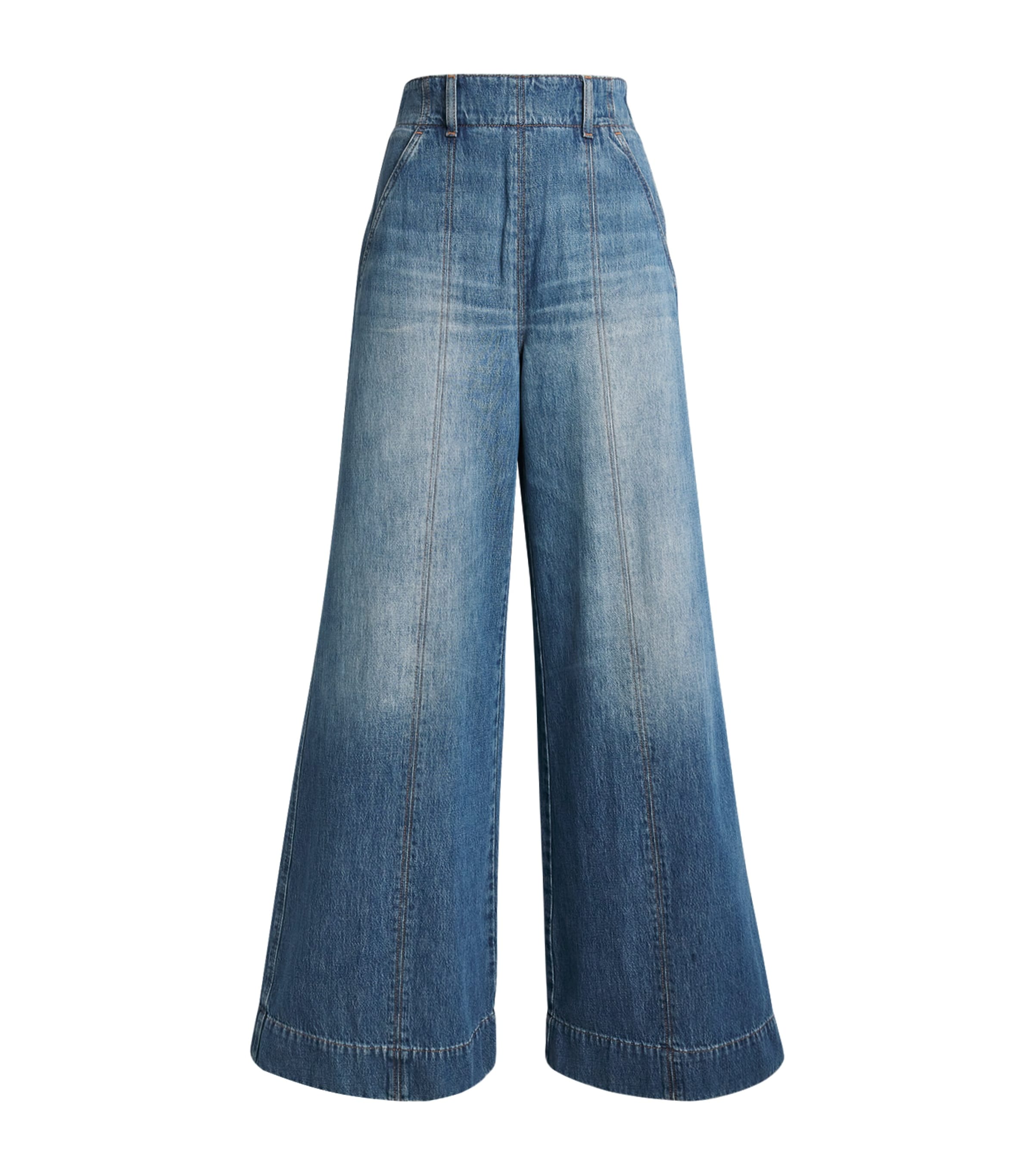 ME+EM Womens Wide-Leg Jeans Mid Blue Wash