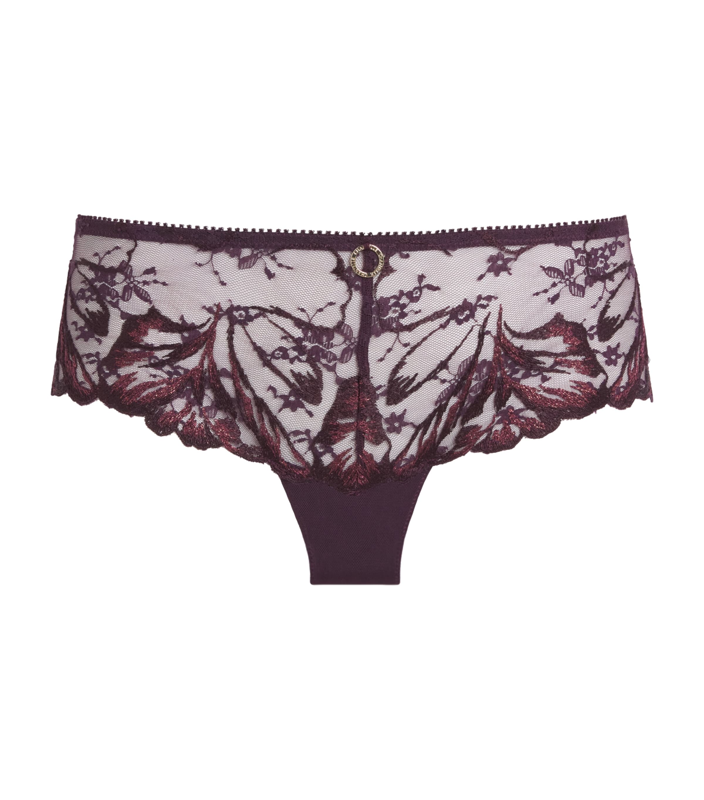 Chantelle Womens Illusion Shorty Briefs Aubergine Lurex