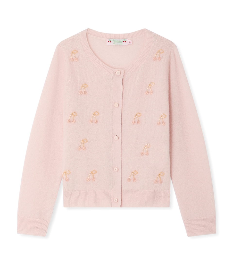 Bonpoint Cashmere Embellished Cardigan (4-8 Years) Rose