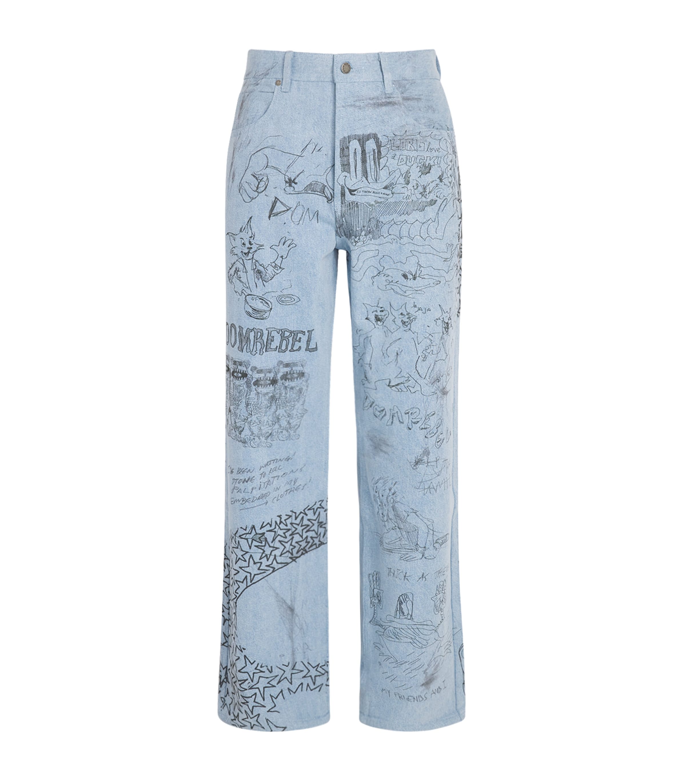 DOMREBEL Mens Sketchy Bootcut Jeans Light Blue