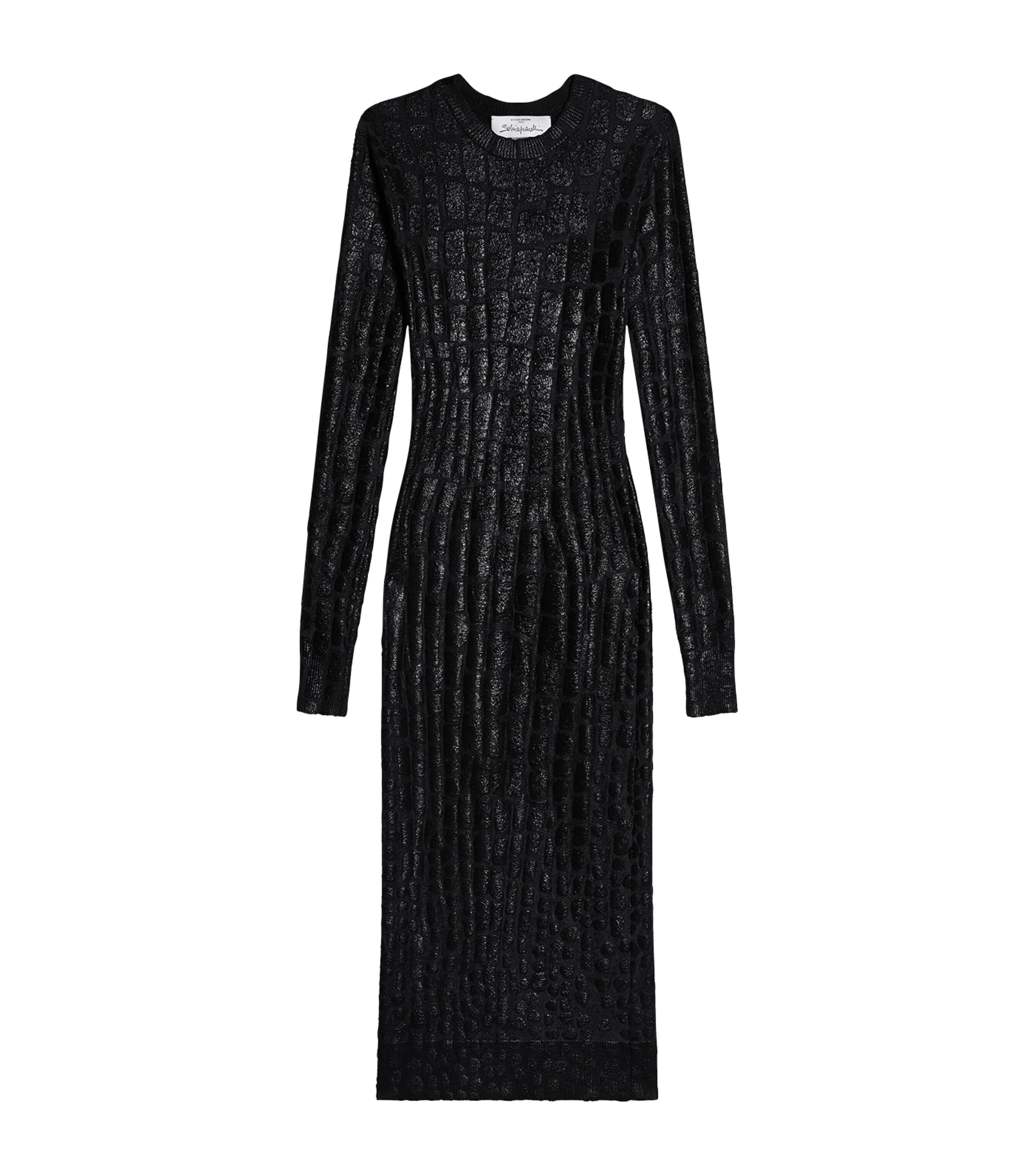 Schiaparelli Womens Trompe l’Oeil Scale Dress Black