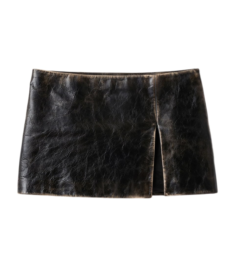 Miu Miu Womens Calfskin Mini Skirt Black