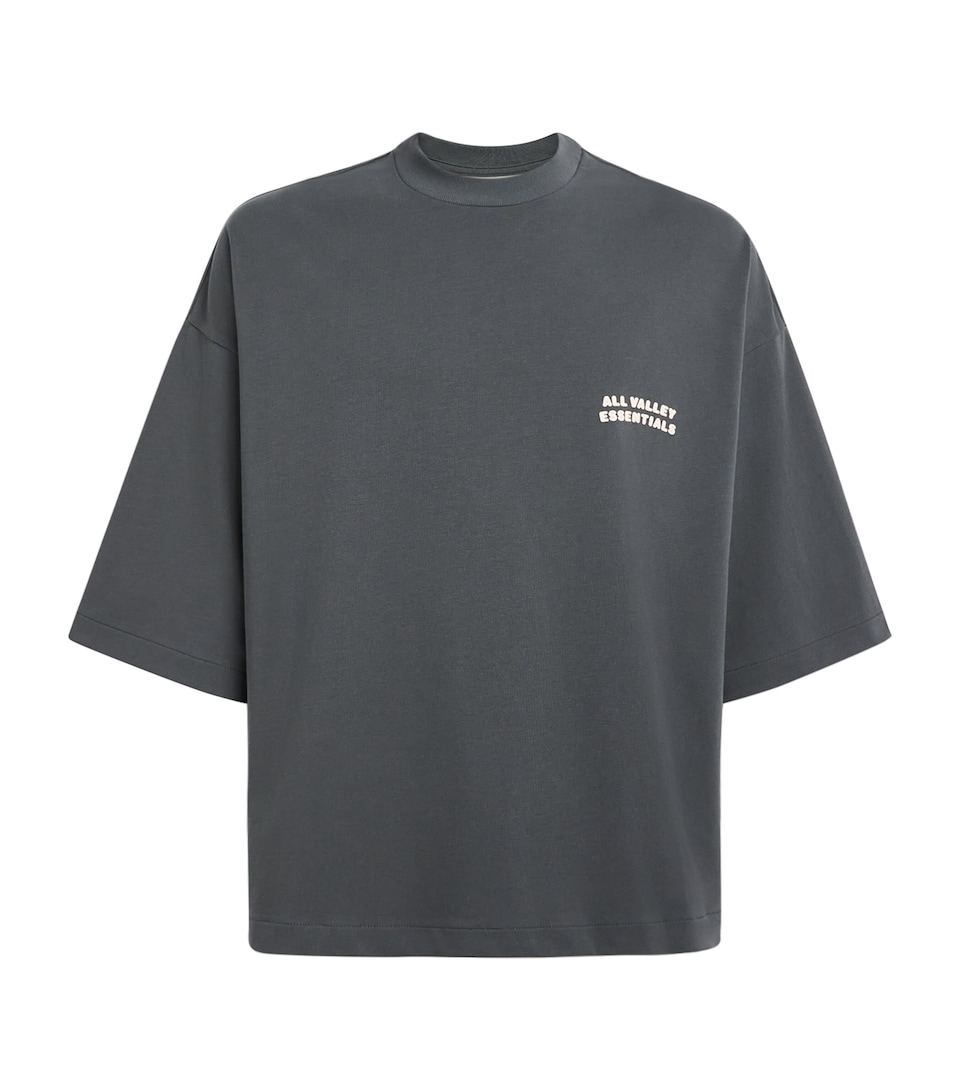 FEAR OF GOD ESSENTIALS Mens Cotton Boxy Merch T-Shirt Iron Grey