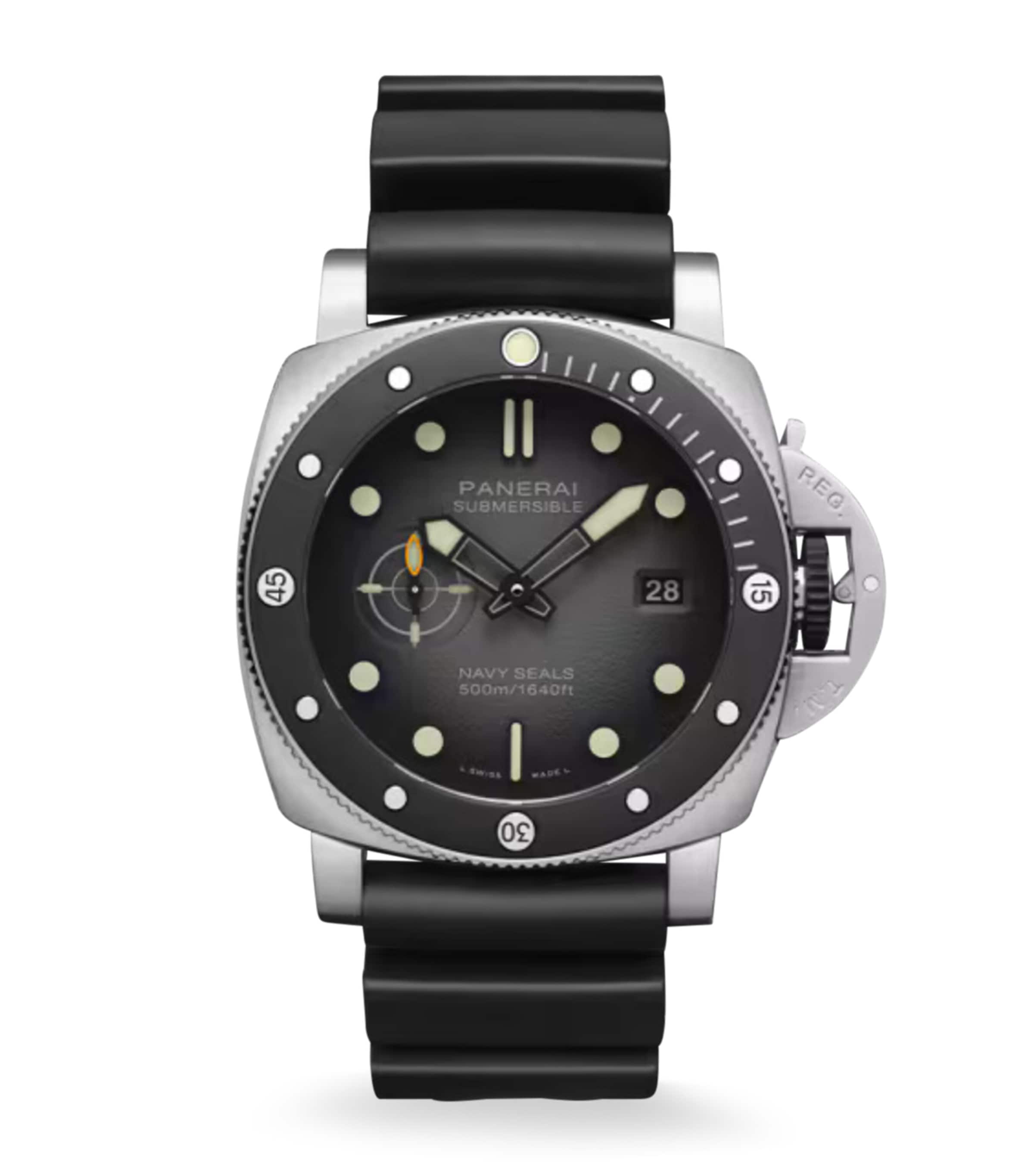 Panerai Stainless Steel Submersible Navy Seals Watch 44mm Black