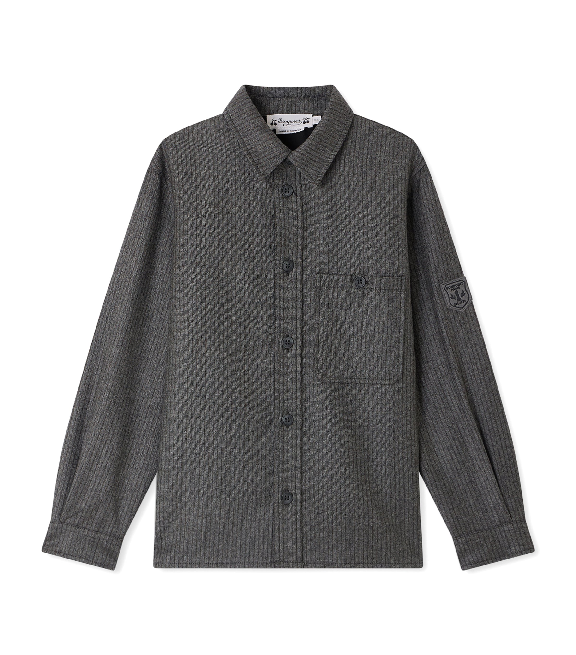 Bonpoint Wool Stripe Shirt (4-8 Years) Ra Gris Chine Moyen