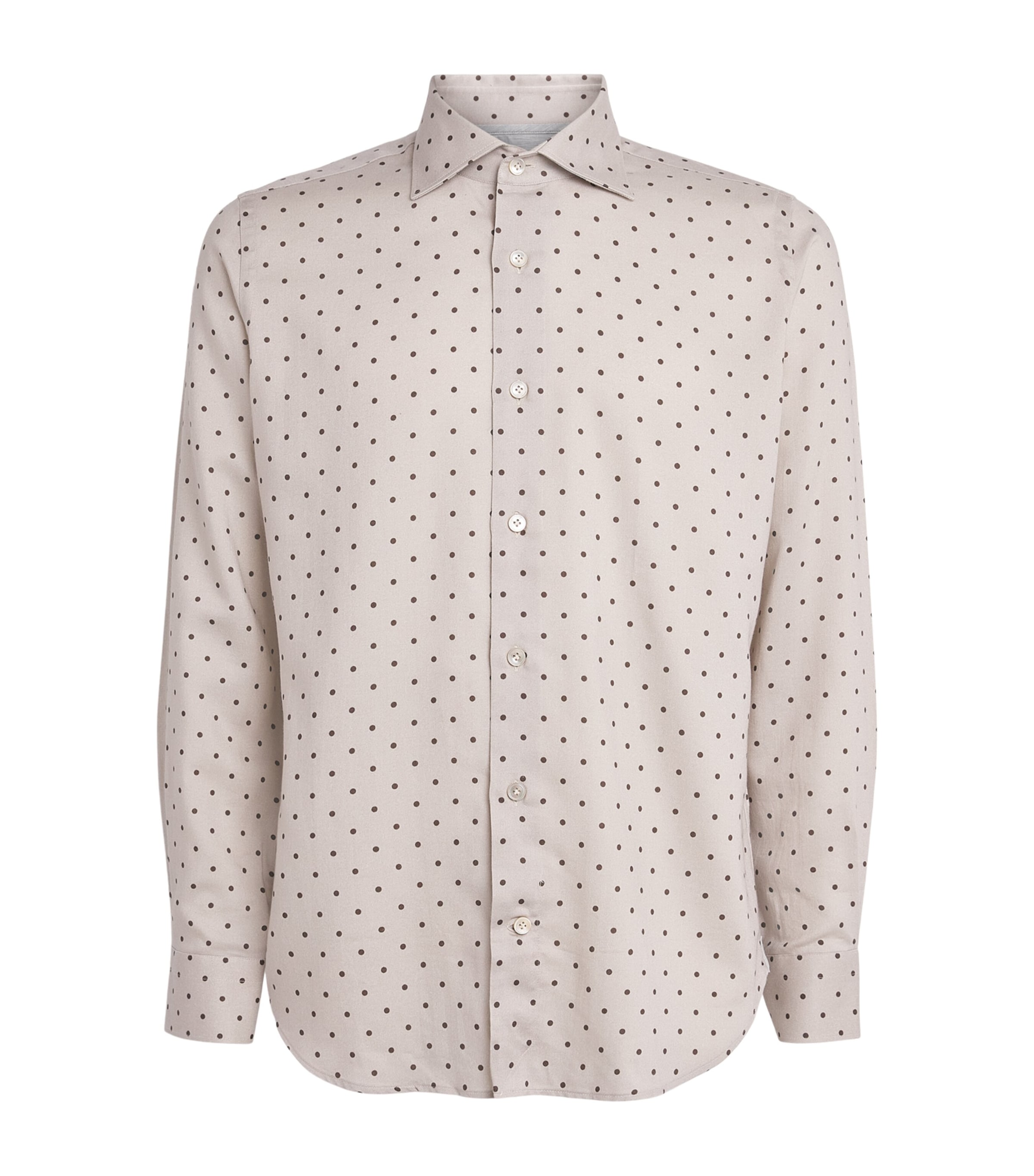 Eleventy Mens Cotton Polka Dot Shirt Sabbia E Moro