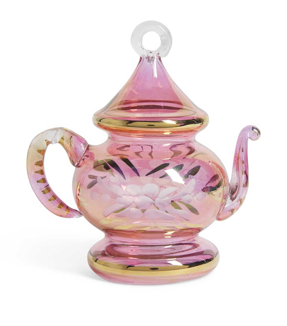 Artifactually Glass Teapot Tree Decoration Pink
