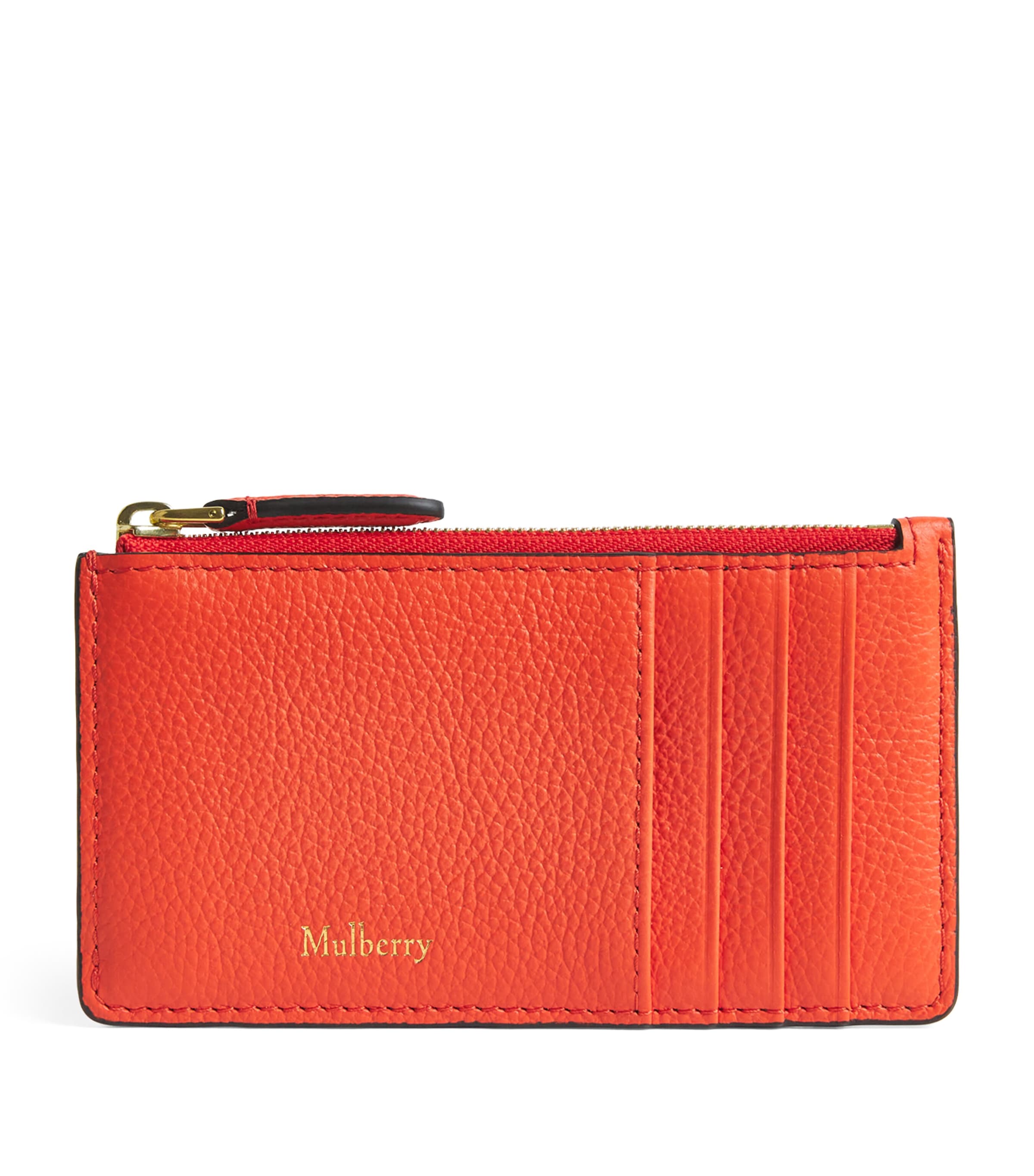 Mulberry Longline Zipped Continental Card Holder Coral Orange