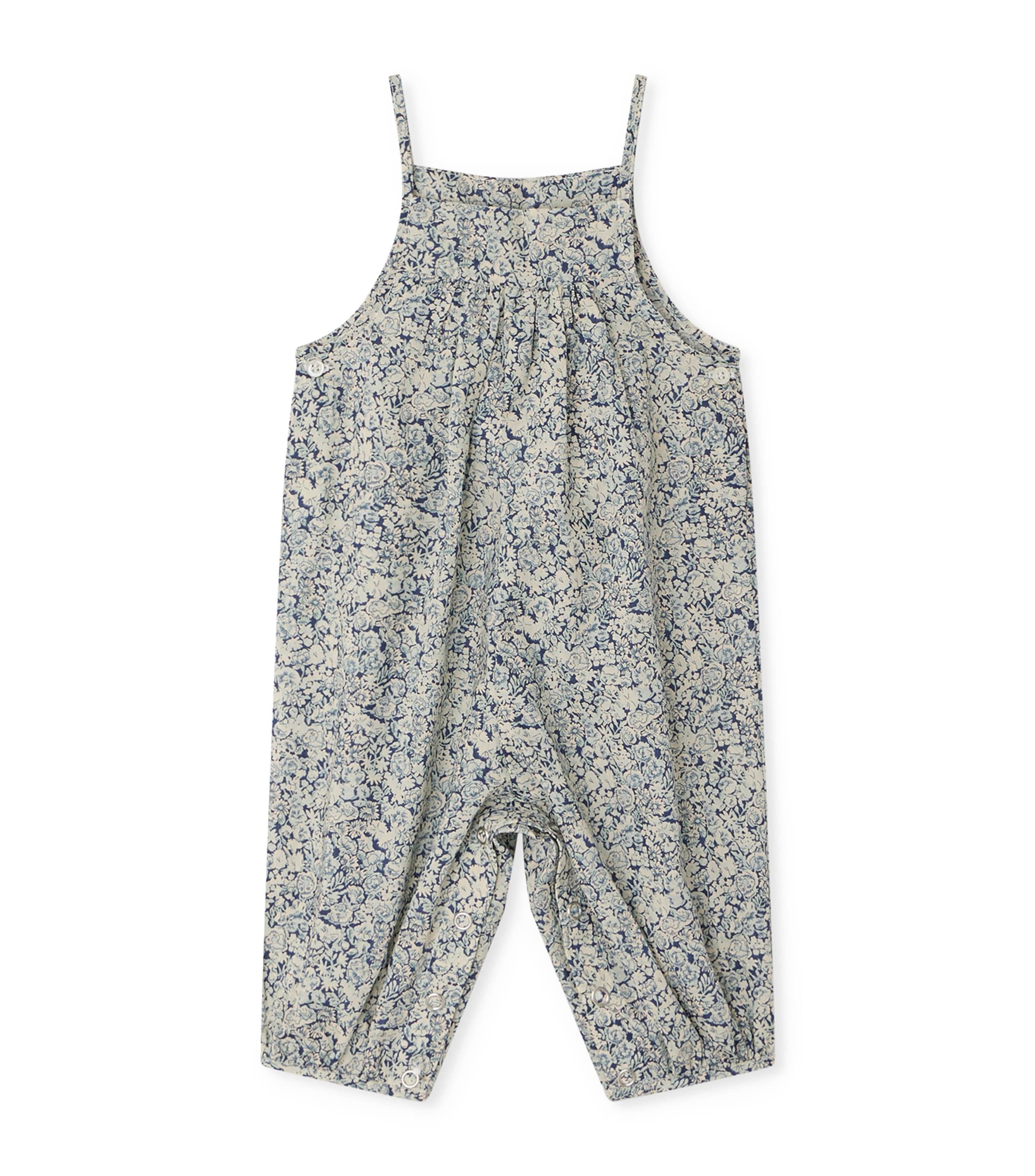 Bonpoint Cotton Floral Print Jumpsuit (6-18 Months) Fl Bleu De Prusse