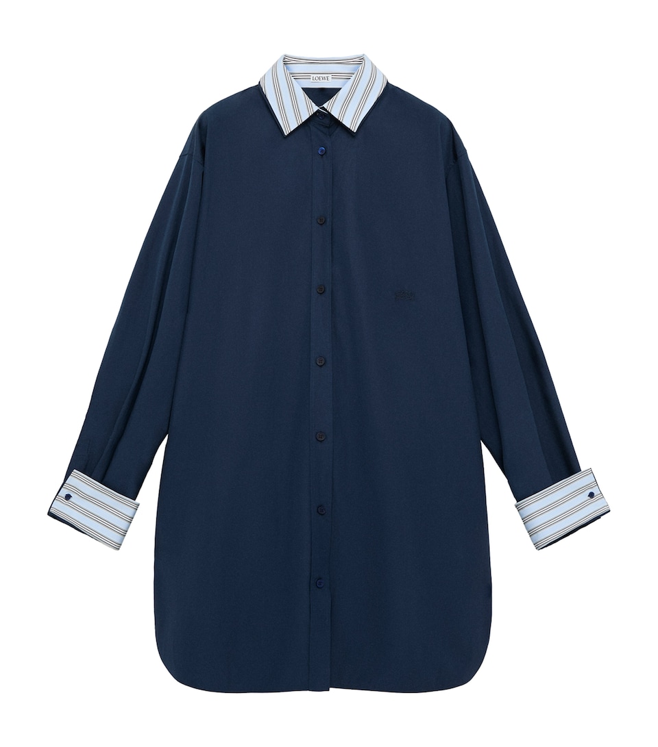 LOEWE Womens Stretch-Cotton Midi Shirt Dress Navy Blue