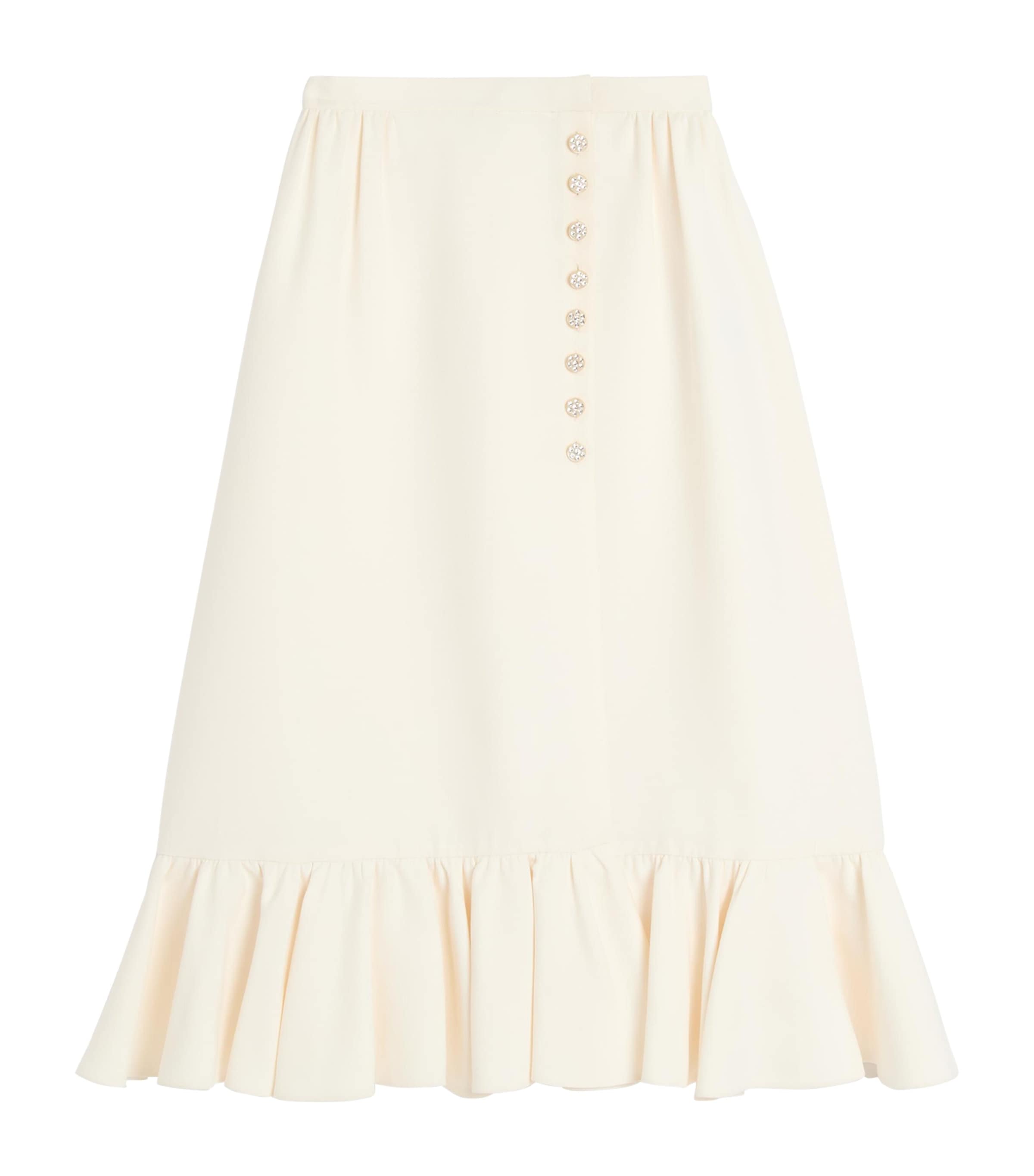 Virgin Wool-Silk Midi Skirt