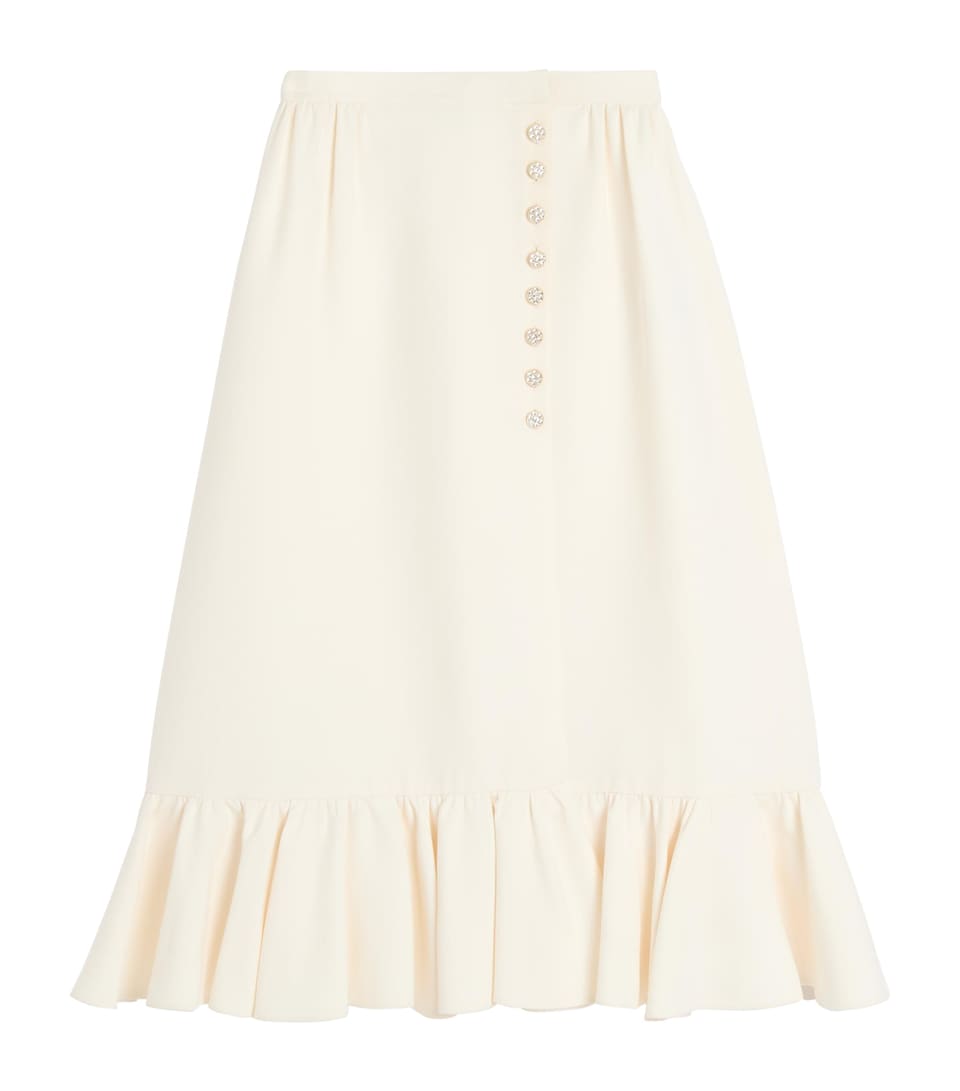 Virgin Wool-Silk Midi Skirt