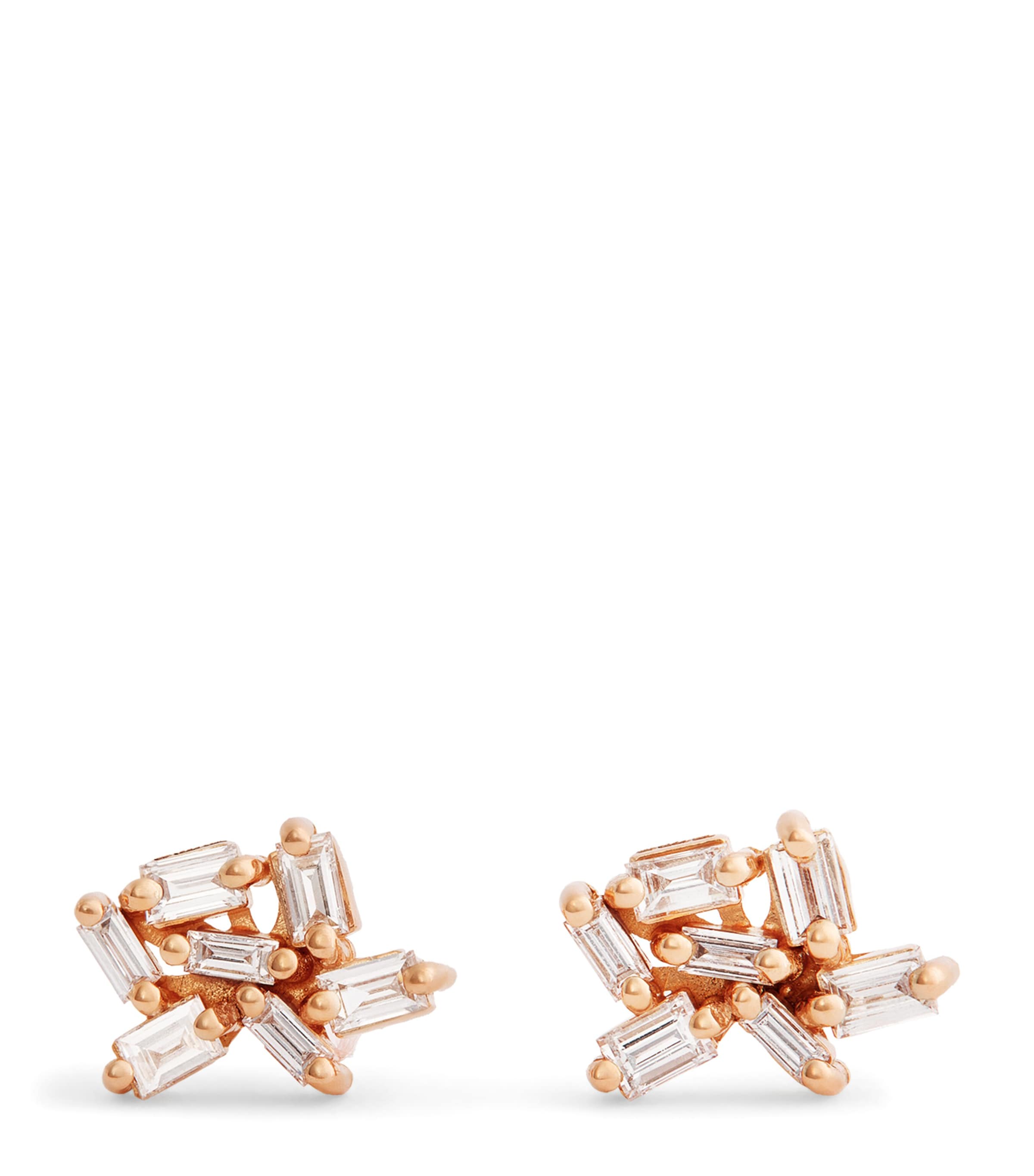 Rose Gold and Diamond Classic Fireworks Cluster Stud Earrings