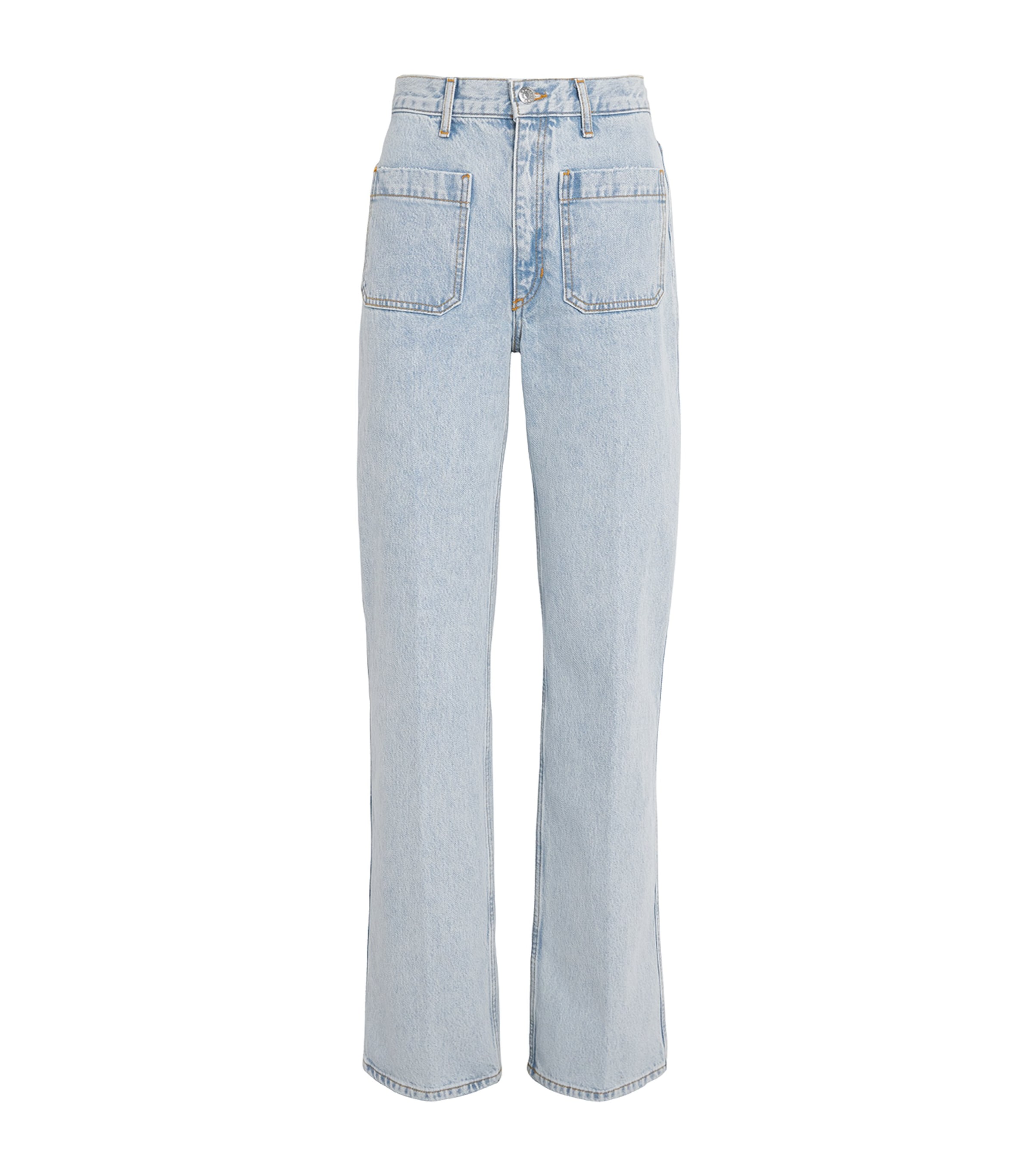 Sandro Paris Womens Straight-Leg Patch Pocket Jeans Light Bu Jean