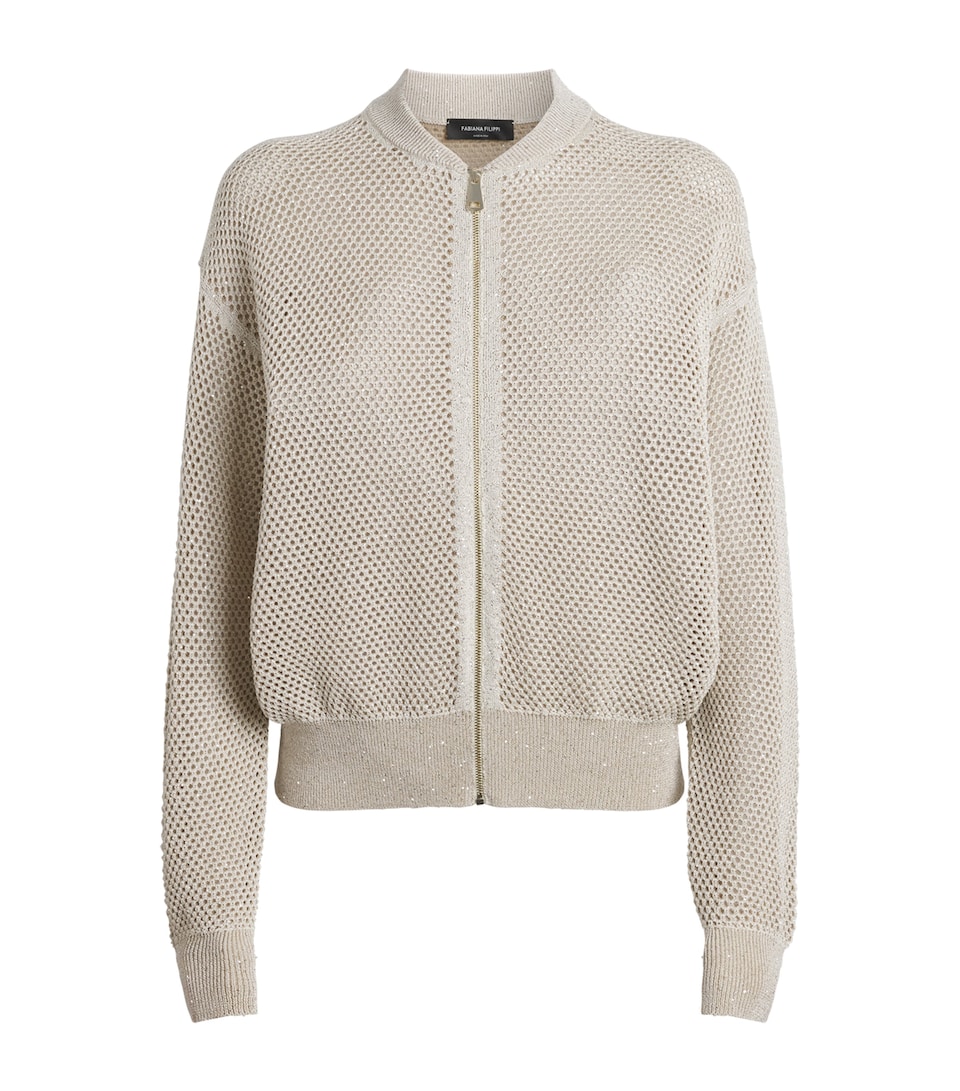 Fabiana Filippi Womens Sequinned Bomber Jacket Burro