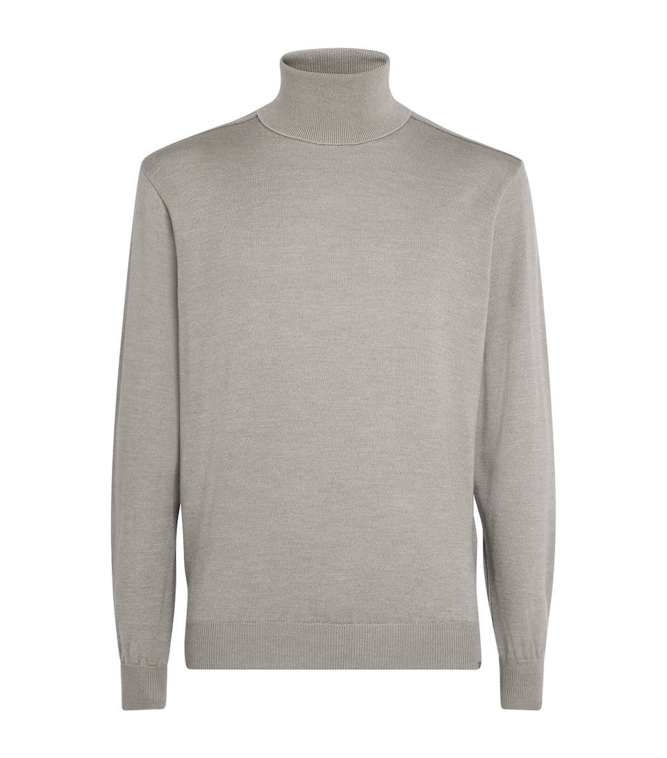 Virgin Wool-Silk Roll-Neck Sweater