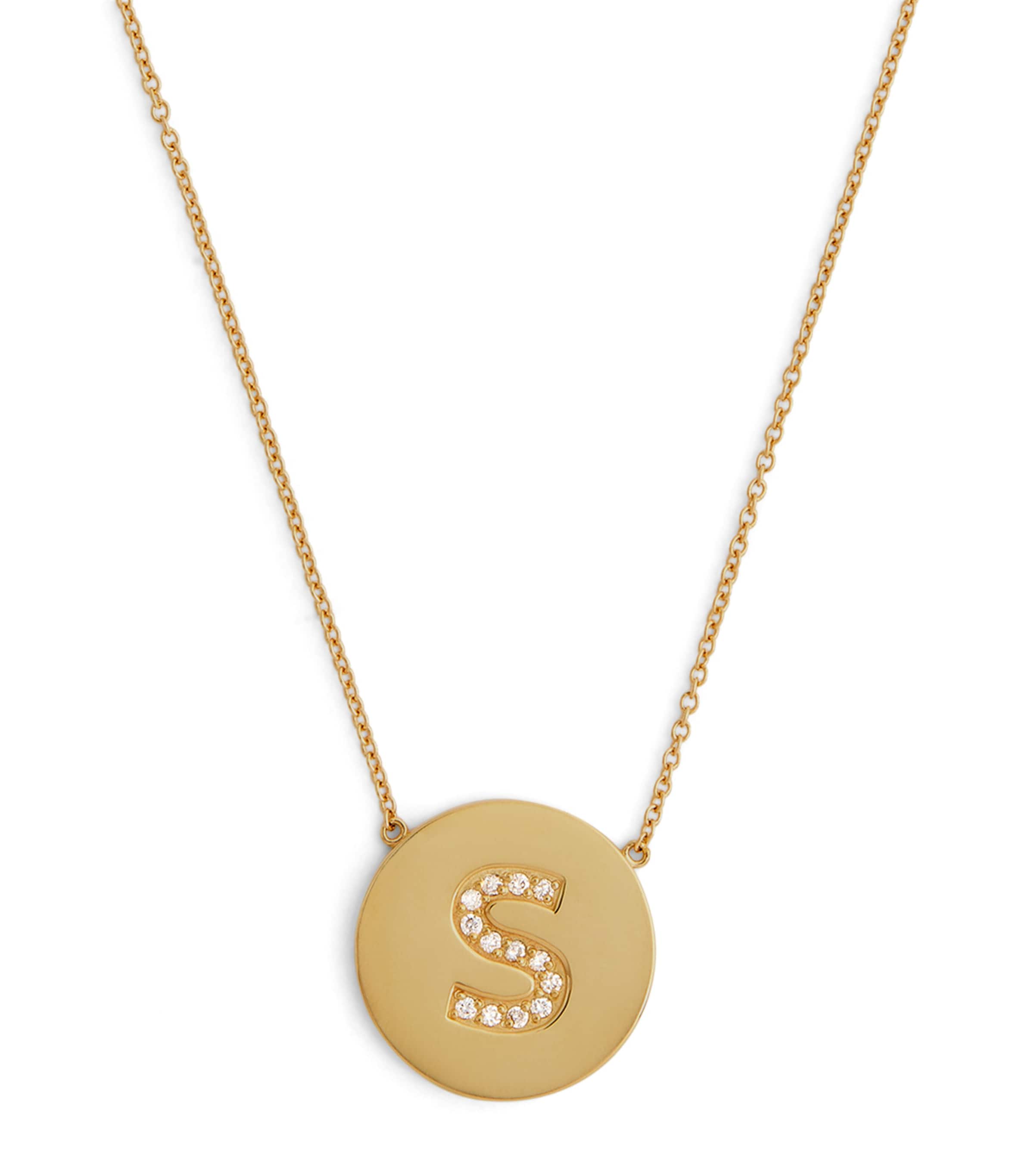 Yellow Gold and Diamond Alphabet S Necklace