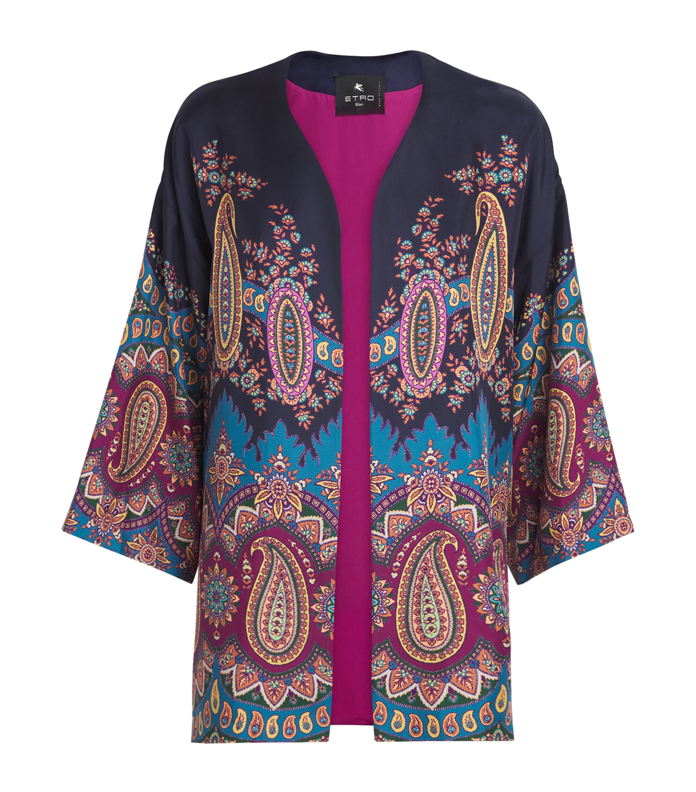 Silk Paisley Print Short Robe