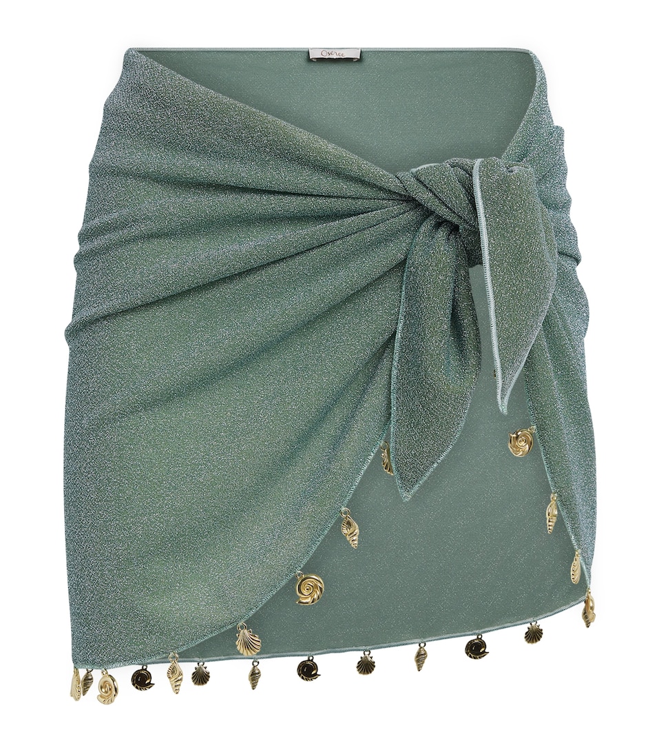 Oséree Womens Metallic Embellished Lumière Mini Pareo Skirt Aqua
