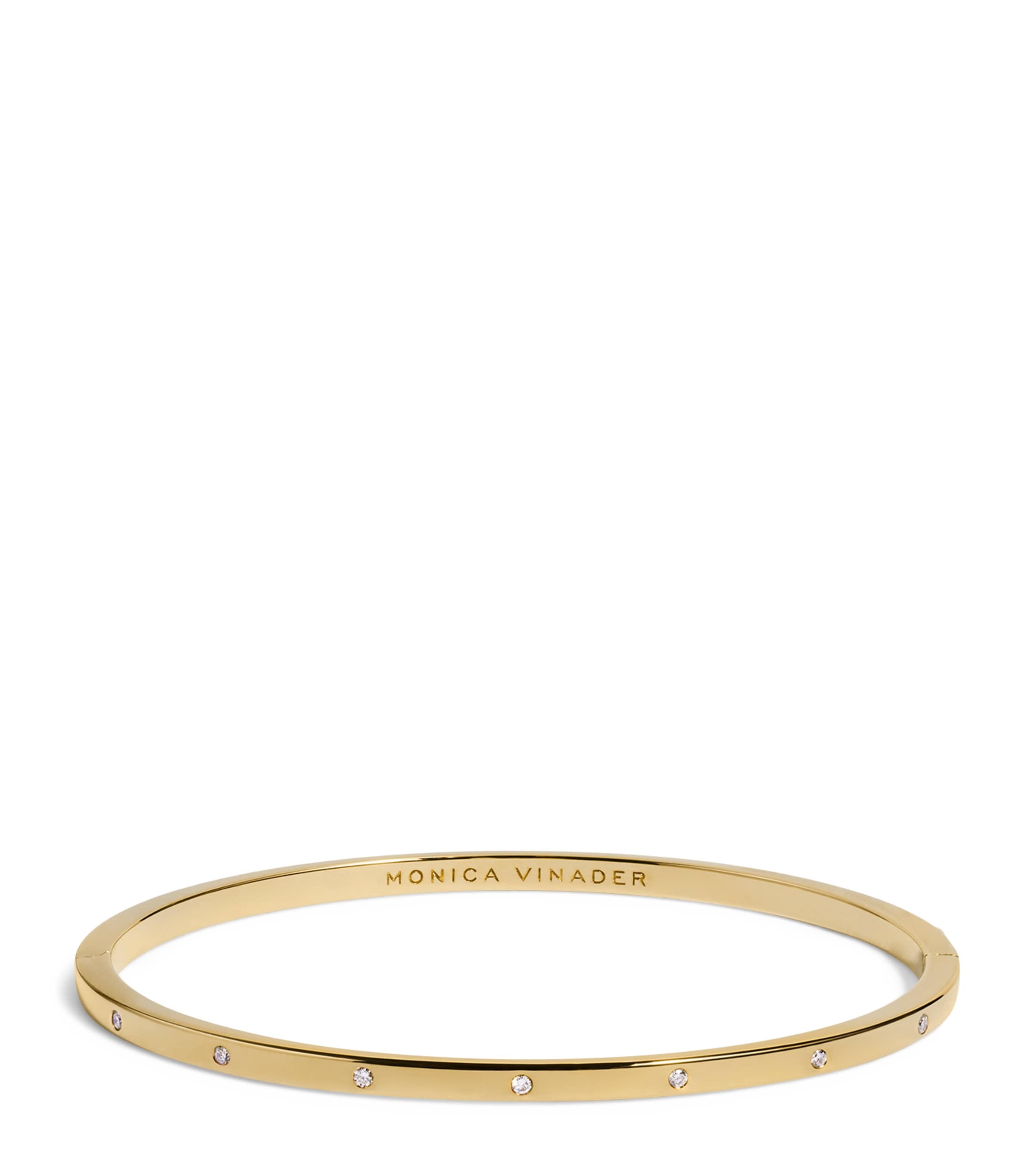 Monica Vinader Gold Vermeil and Diamond Essentials Station Bangle Gold/diamond