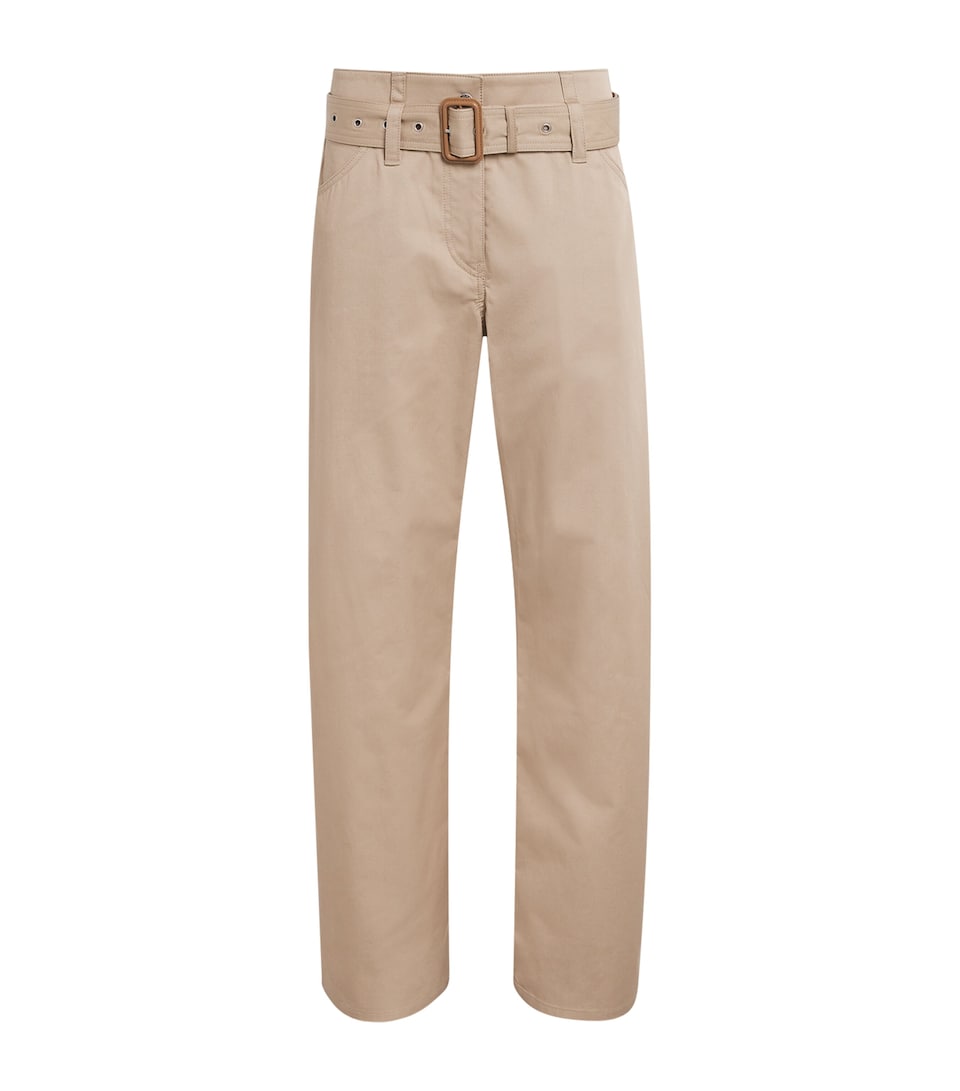 Acne Studios Womens Cotton Belted Trousers Pale Beige