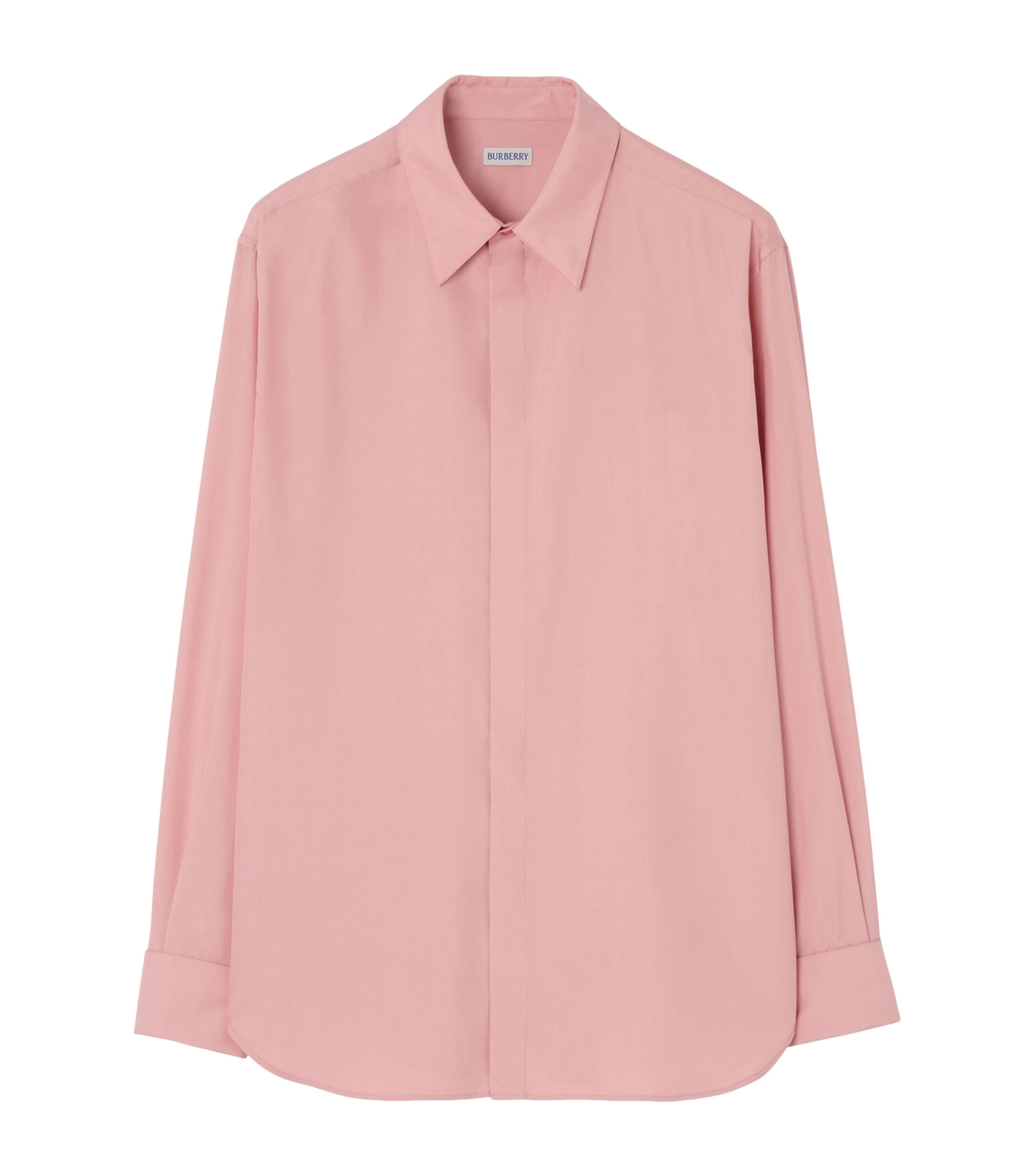 Burberry Mens Silk Relaxed Shirt Begonia Pink