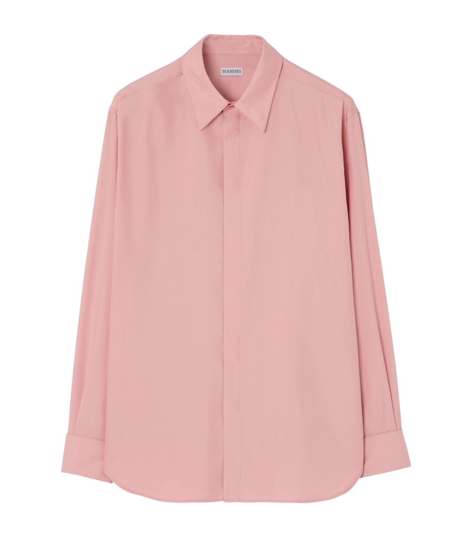 Burberry Mens Silk Relaxed Shirt Begonia Pink