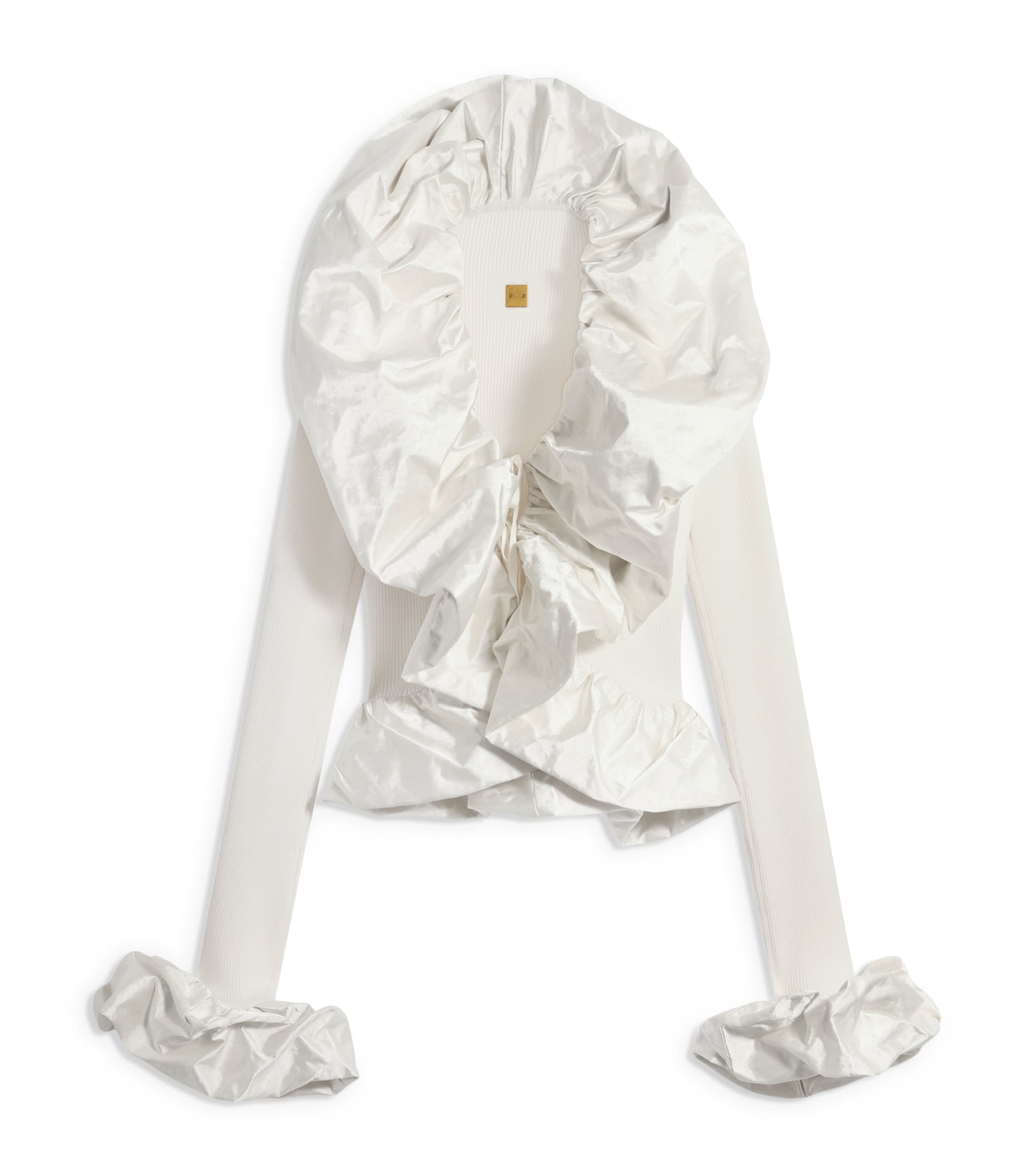 Schiaparelli Womens Knitted Sculptural Ruffle Cardigan White