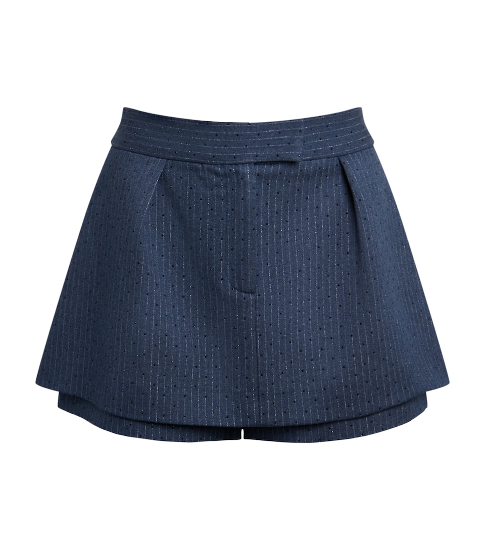 Stripe Rhinestone-Embellished Shorts