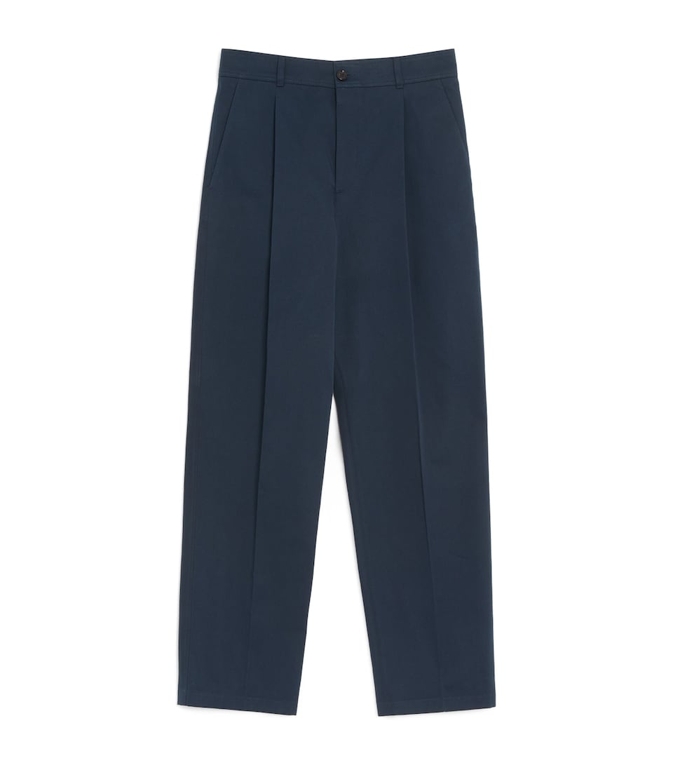 Valentino Garavani Mens Cotton Pleated Straight Chinos